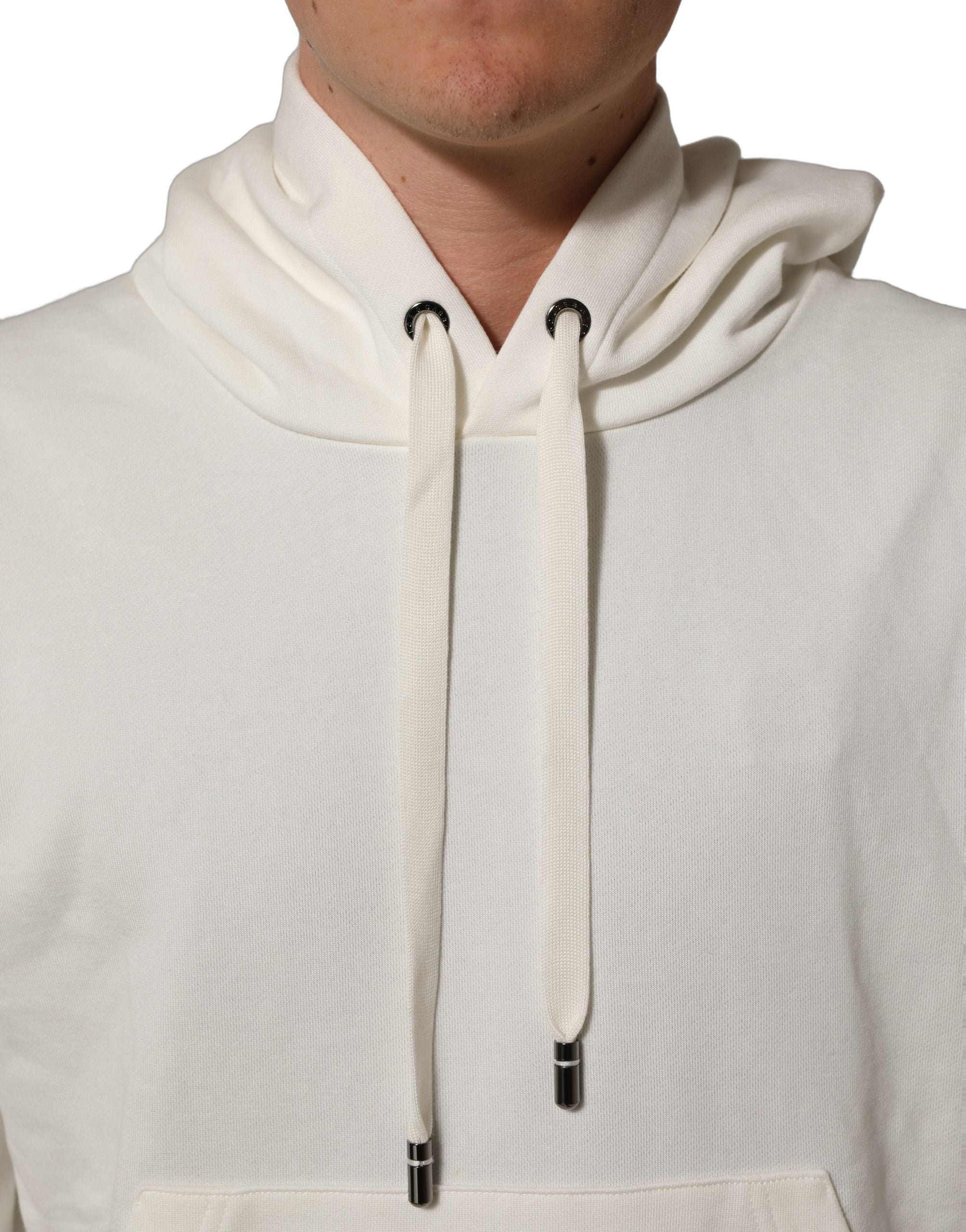 Dolce & Gabbana White Logo Hooded PulloverSweatshirt Sweater