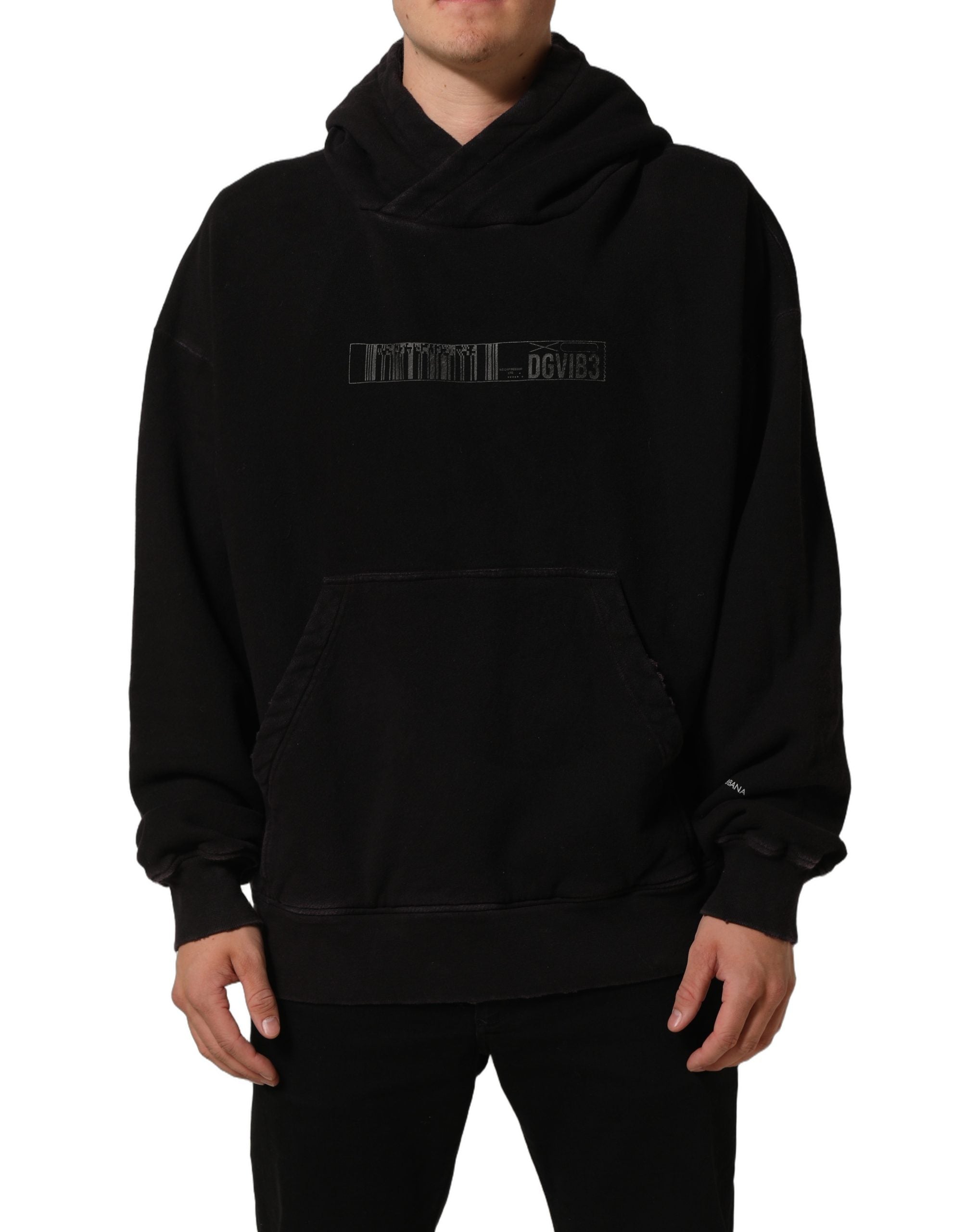 Dolce & Gabbana Black Cotton DGVIB3 Hooded Sweatshirt Sweater