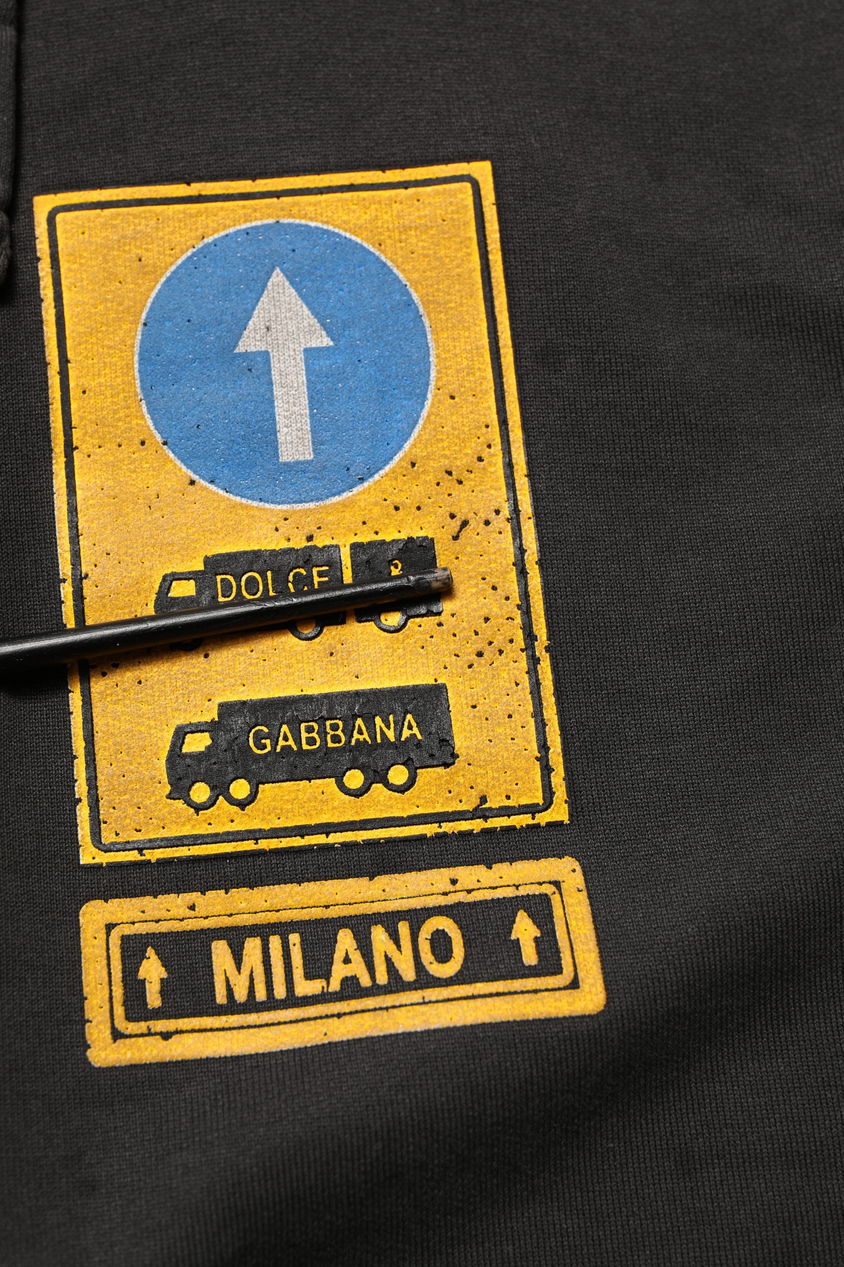 Dolce & Gabbana Black Cotton Logo Hooded Oversize Sweater