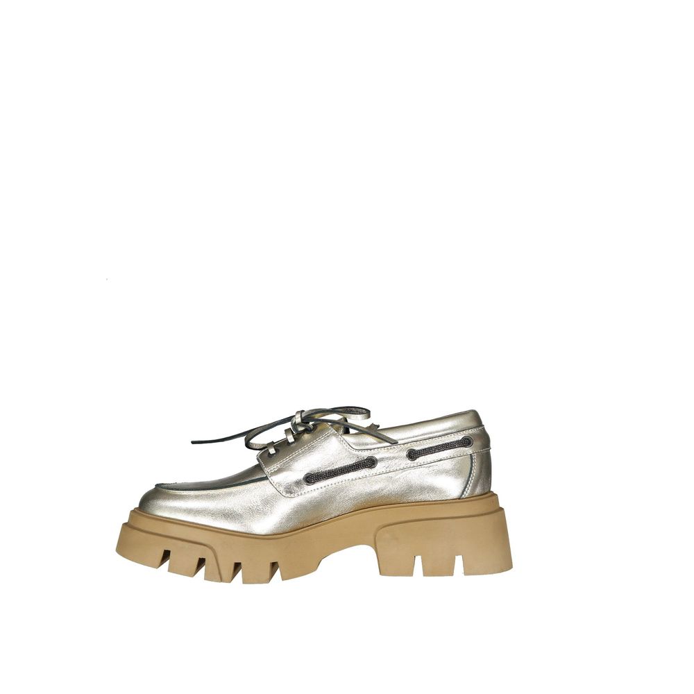 Brunello Cucinelli Gold Leather Platform Loafers