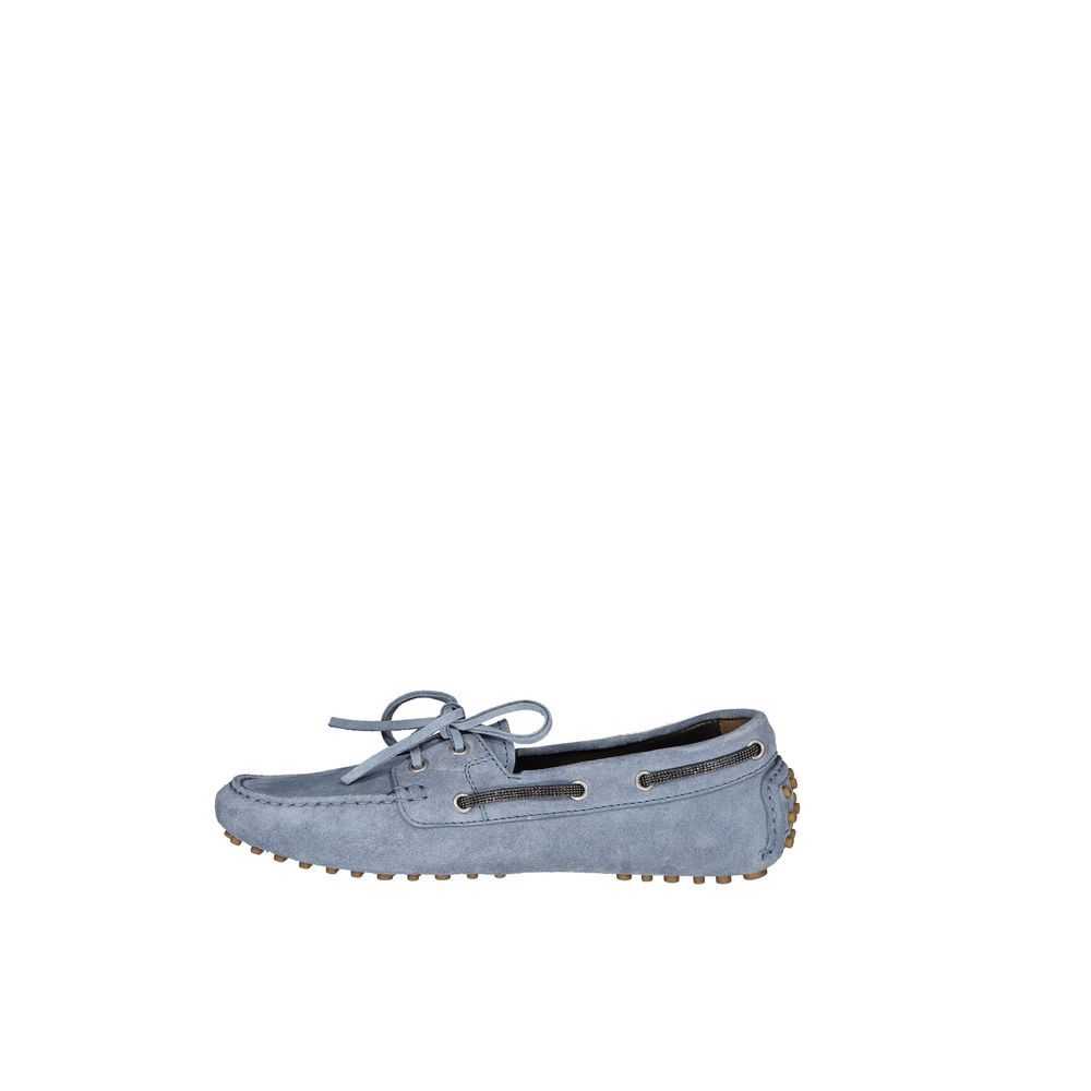 Brunello Cucinelli Blue Leather Slip-On Loafers