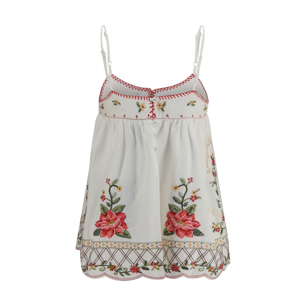 FARM RIO Multicolor Linen Sleeveles T-Shirt