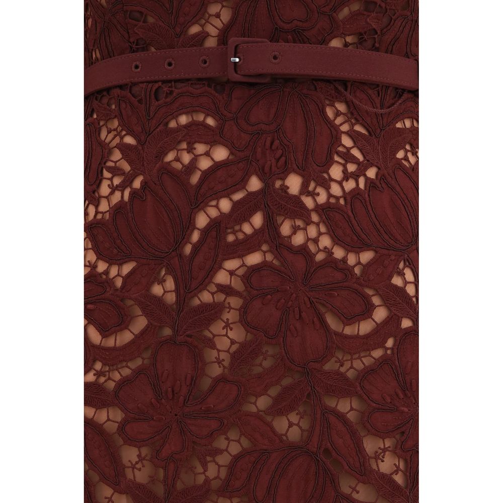 Self-Portrait Bordeaux Polyester Cocktail Dress