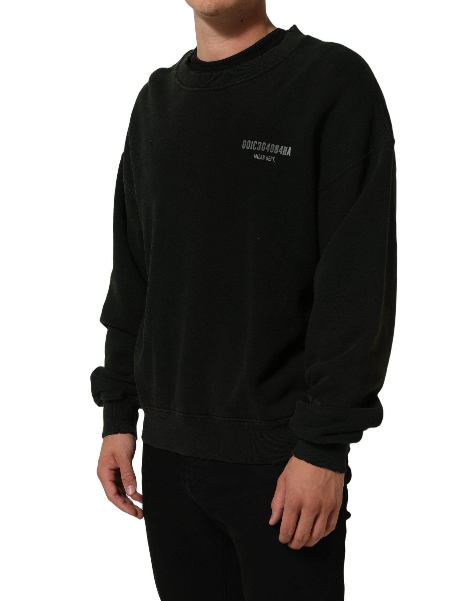 Dolce & Gabbana Black Cotton Crew Neck Men Sweatshirt Sweater