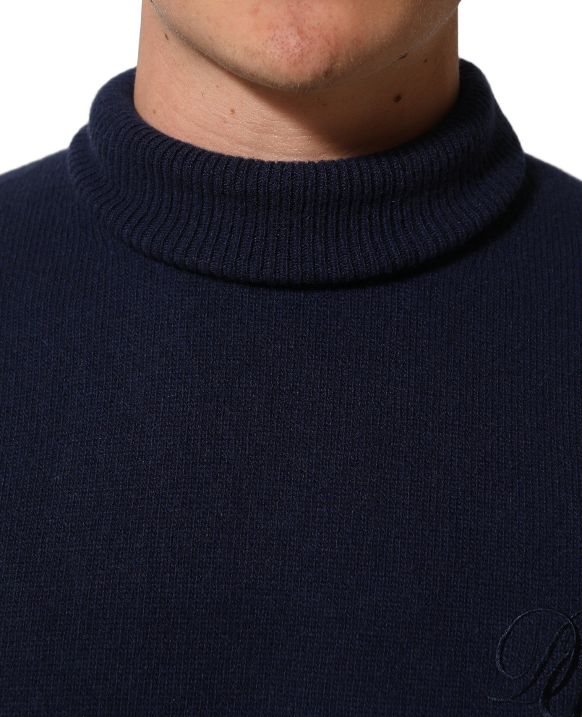 Dolce & Gabbana Blue Wool Knit Turtleneck Pullover Sweater
