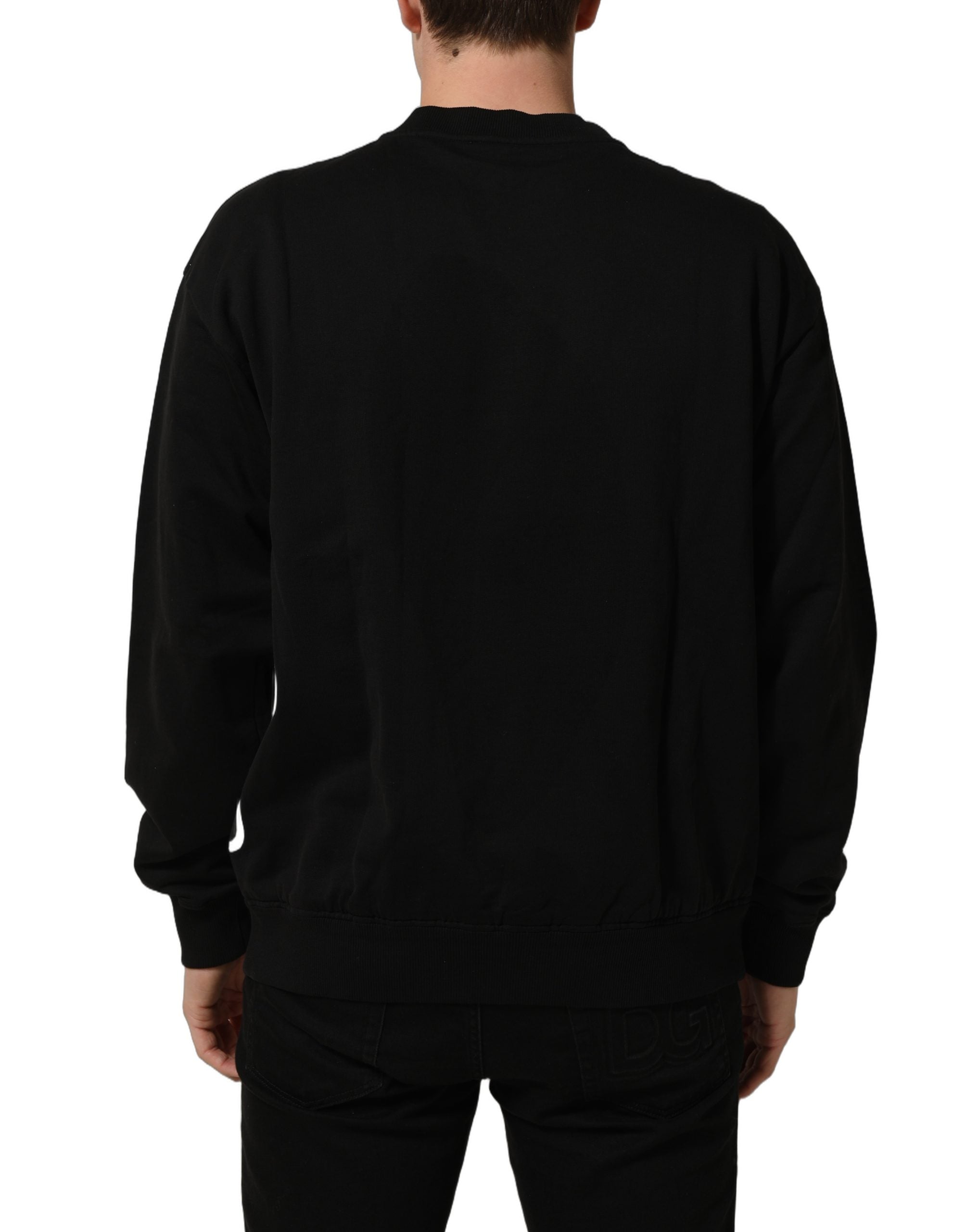 Dolce & Gabbana Black Cotton Logo Print Sweatshirt Sweater
