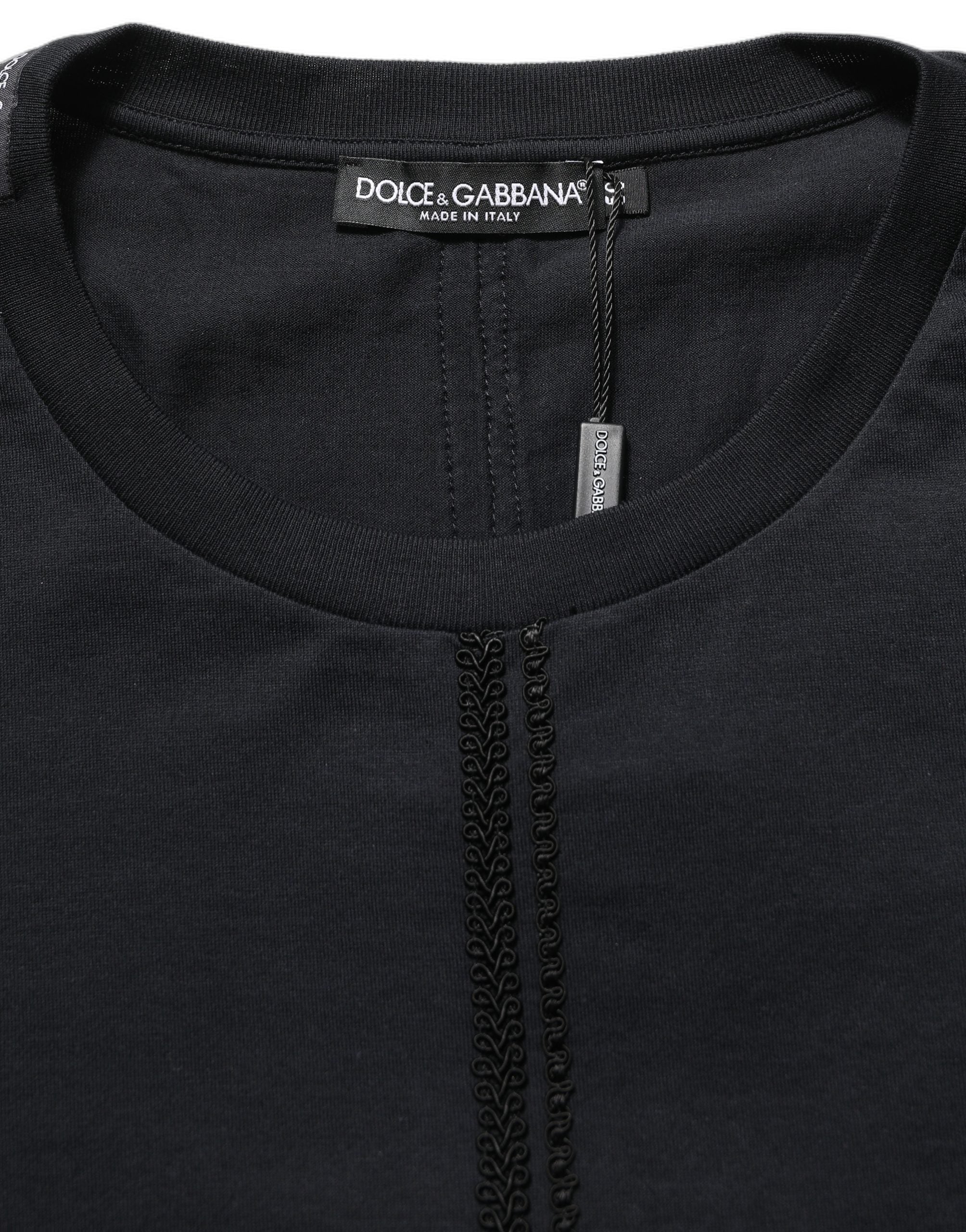 Dolce & Gabbana Dark Blue Cotton Round Neck Pullover Sweater