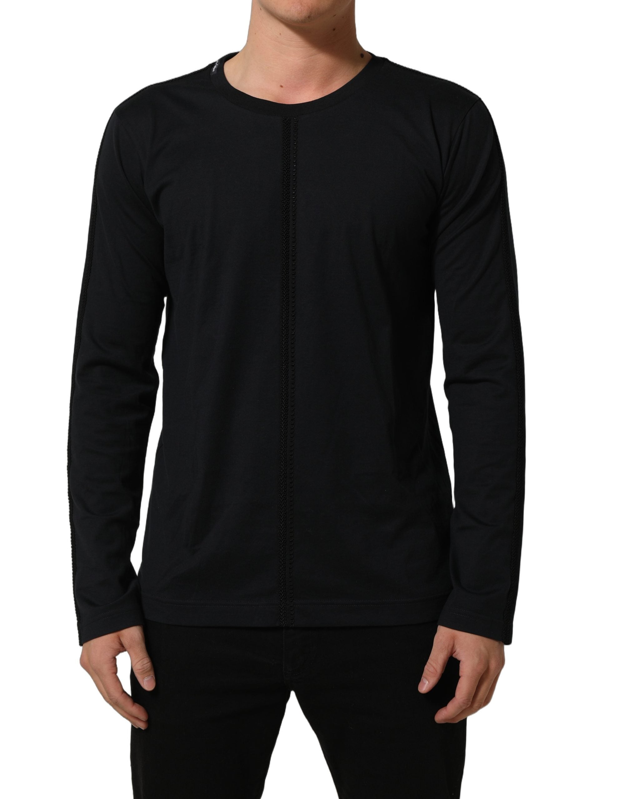 Dolce & Gabbana Dark Blue Cotton Round Neck Pullover Sweater