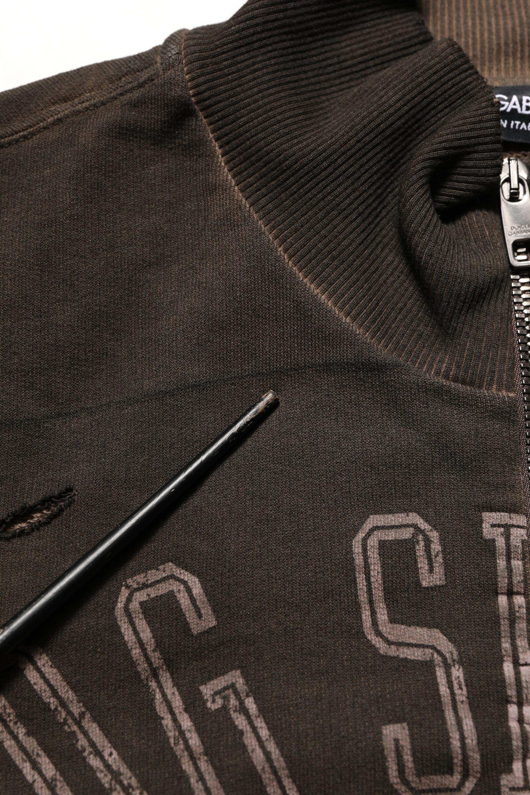 Dolce & Gabbana Brown Logo Print Full Zip Sweatshirt Sweater