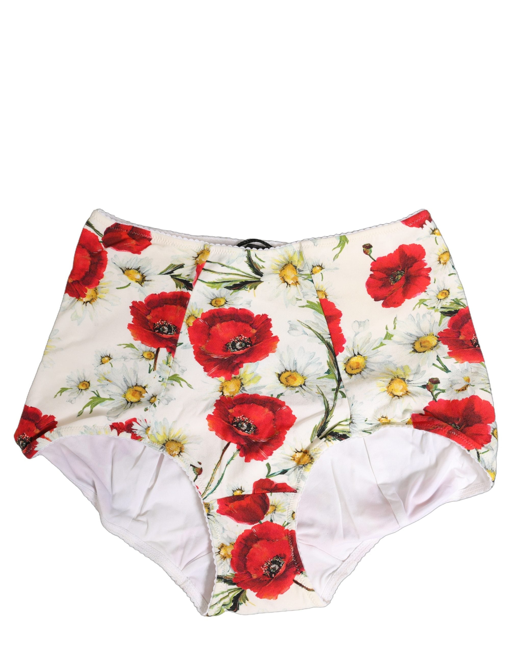 Dolce & Gabbana White Nylon Floral High Waisted Girdle Underwear