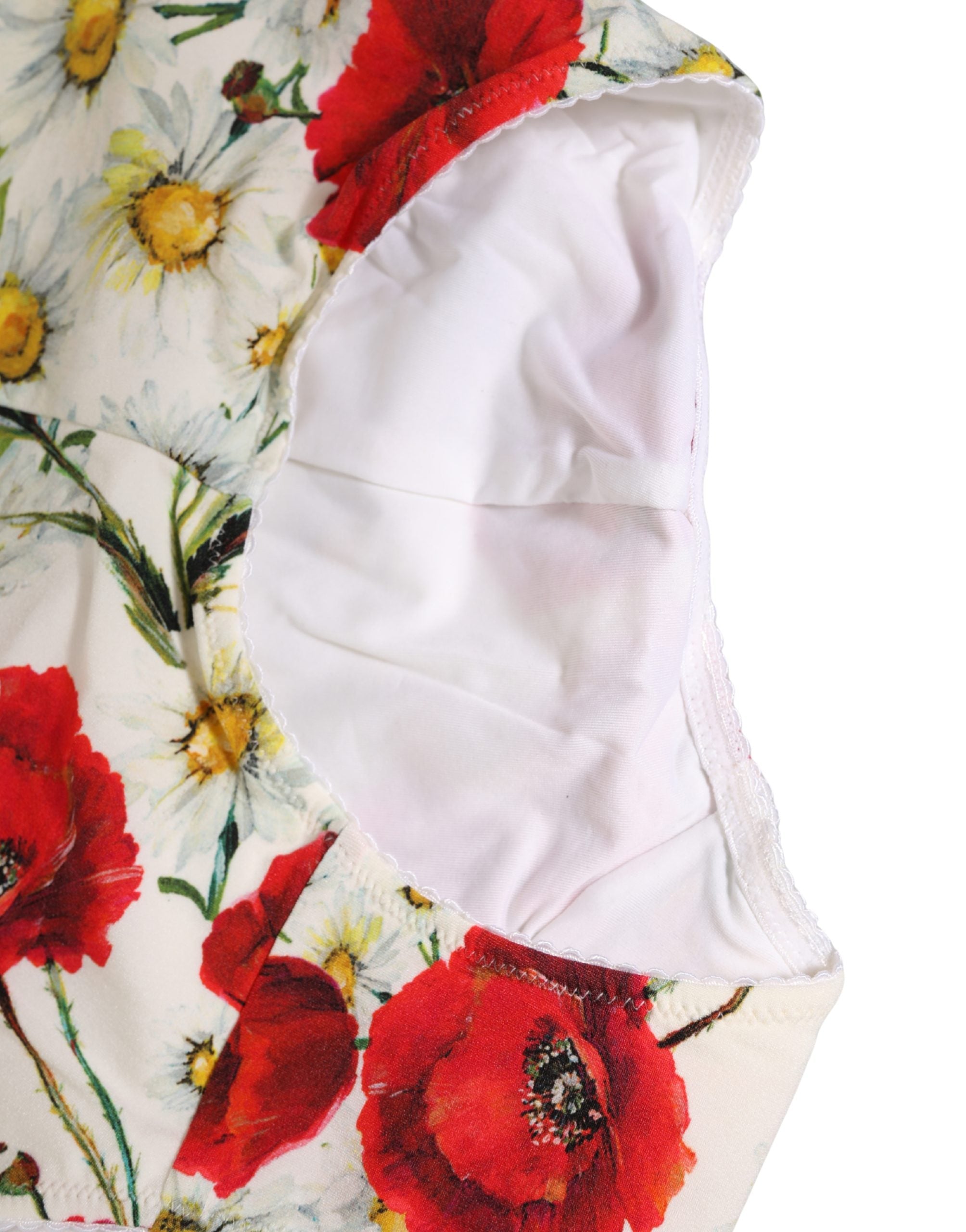 Dolce & Gabbana White Nylon Floral High Waisted Girdle Underwear