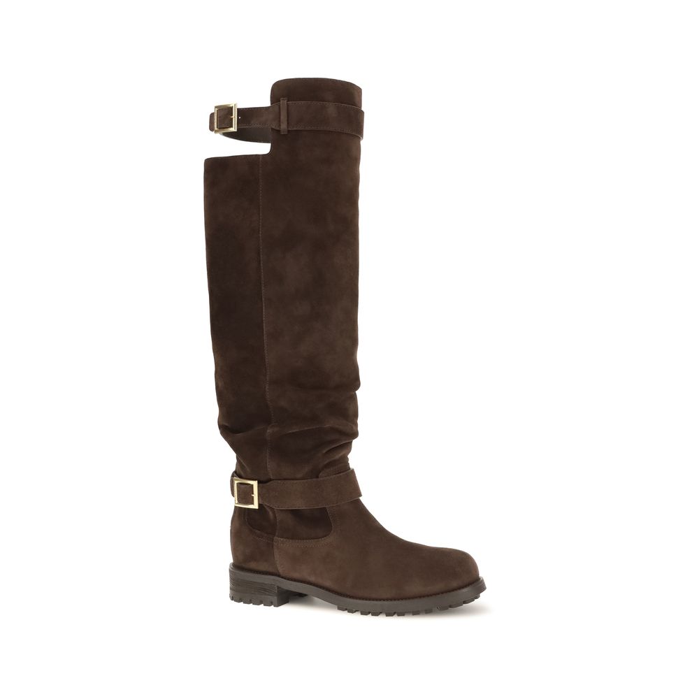 Jimmy Choo Brown Calf Leather Bos Taurus Lace-Up Boots