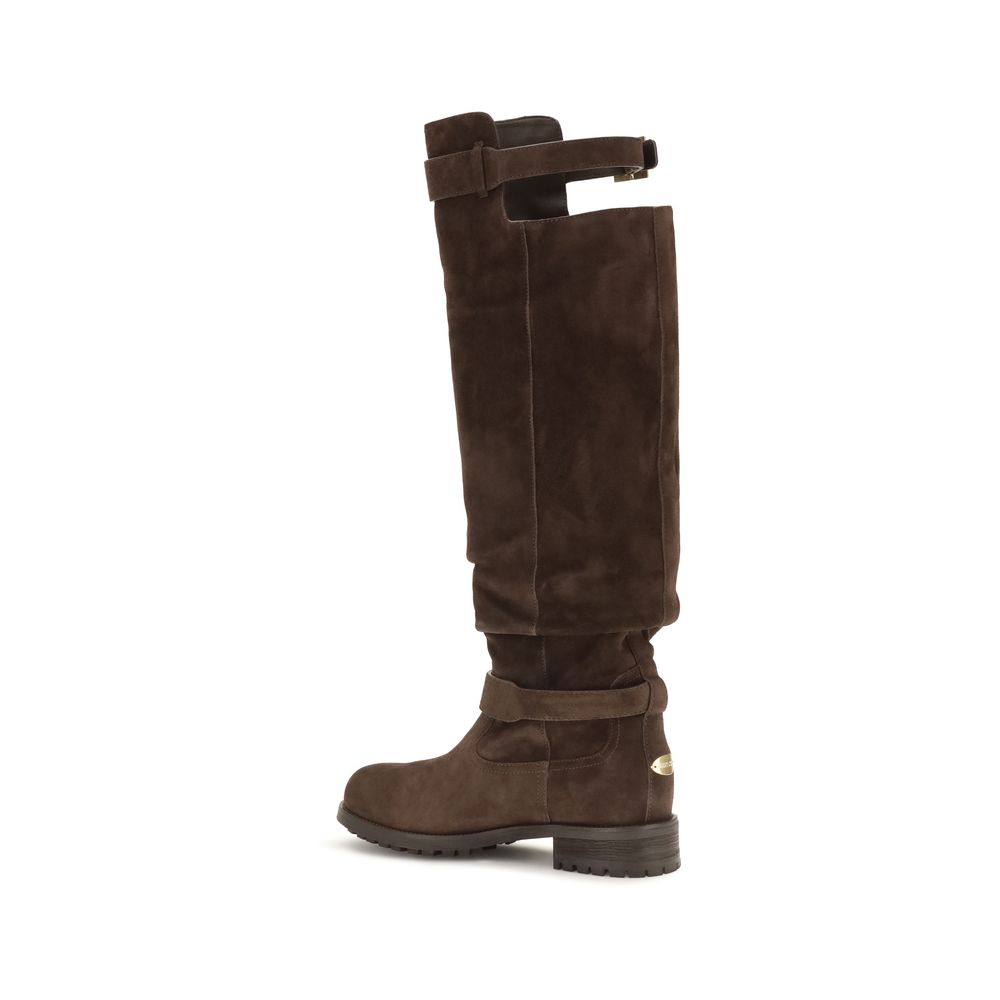 Jimmy Choo Brown Calf Leather Bos Taurus Lace-Up Boots