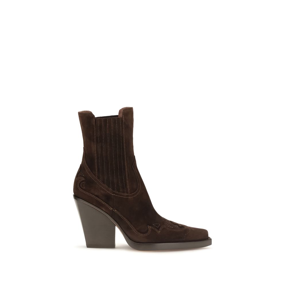 Paris Texas Brown Calf Leather Bos Taurus Ankle Boots