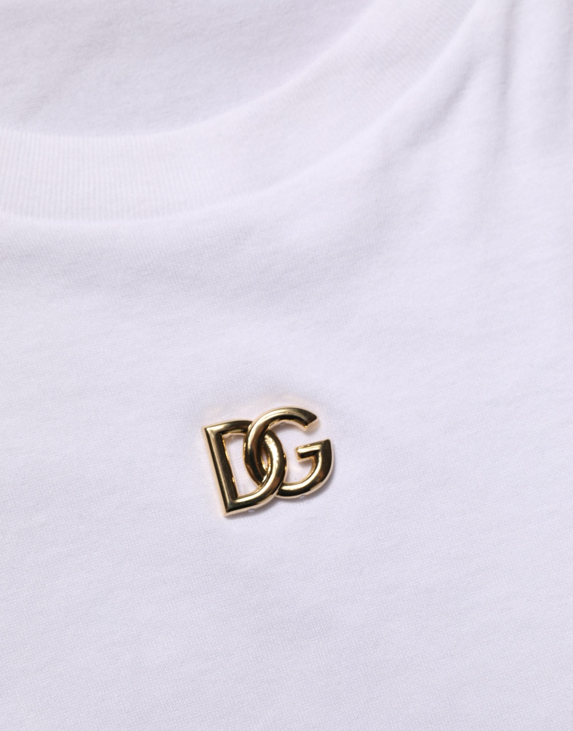 Dolce & Gabbana White Metal DG Logo Short Sleeves T-shirt