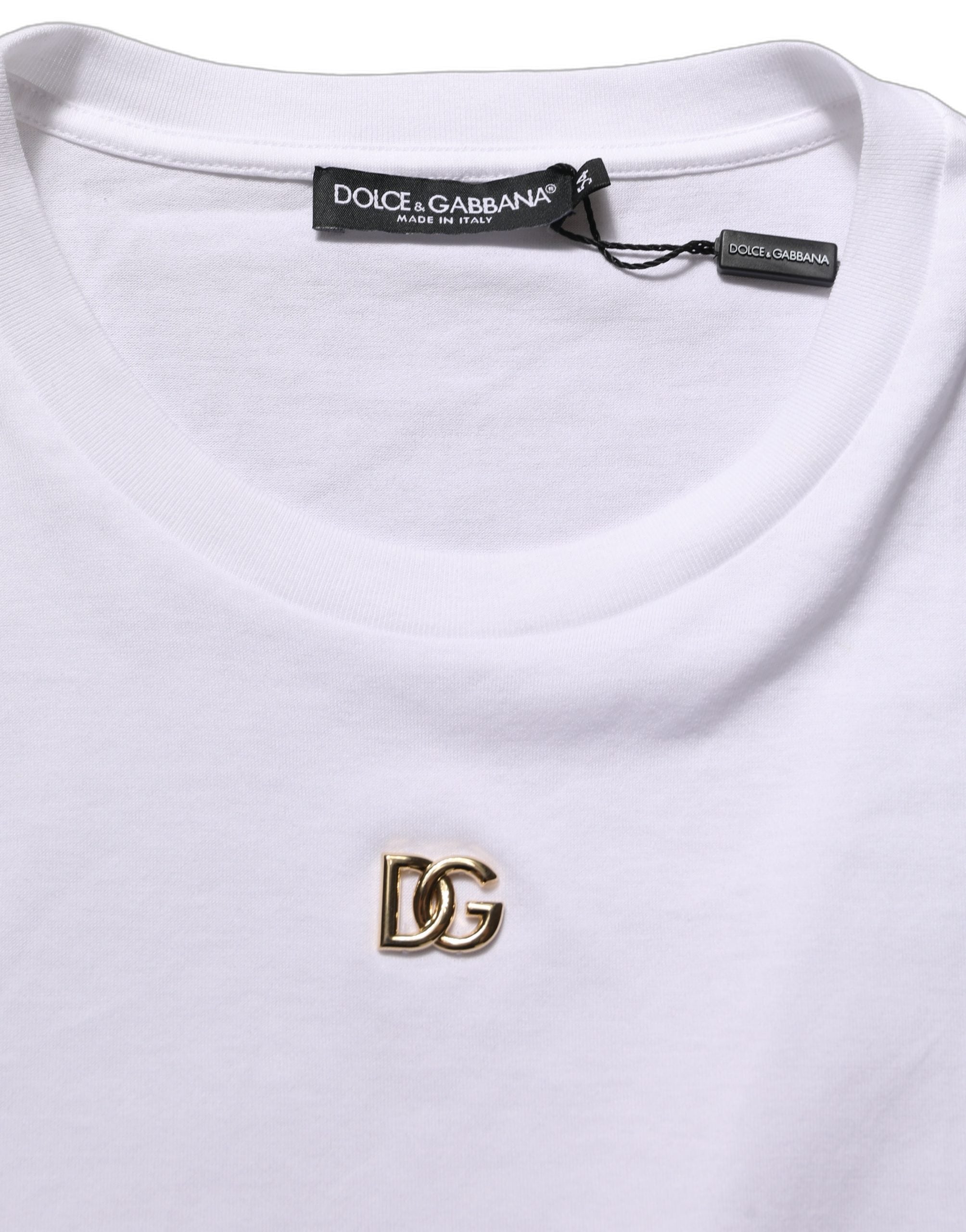 Dolce & Gabbana White Metal DG Logo Short Sleeves T-shirt