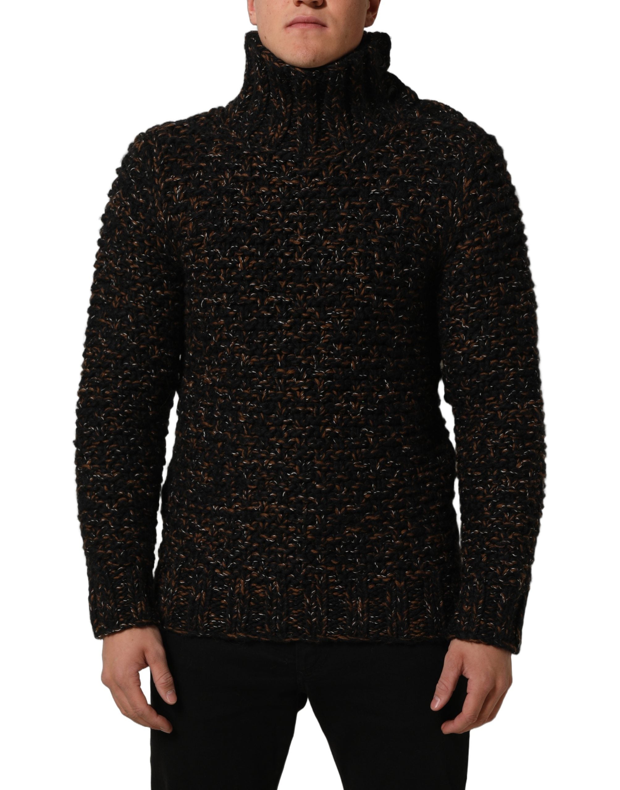 Dolce & Gabbana Brown Wool Knit Turtleneck Pullover Sweater