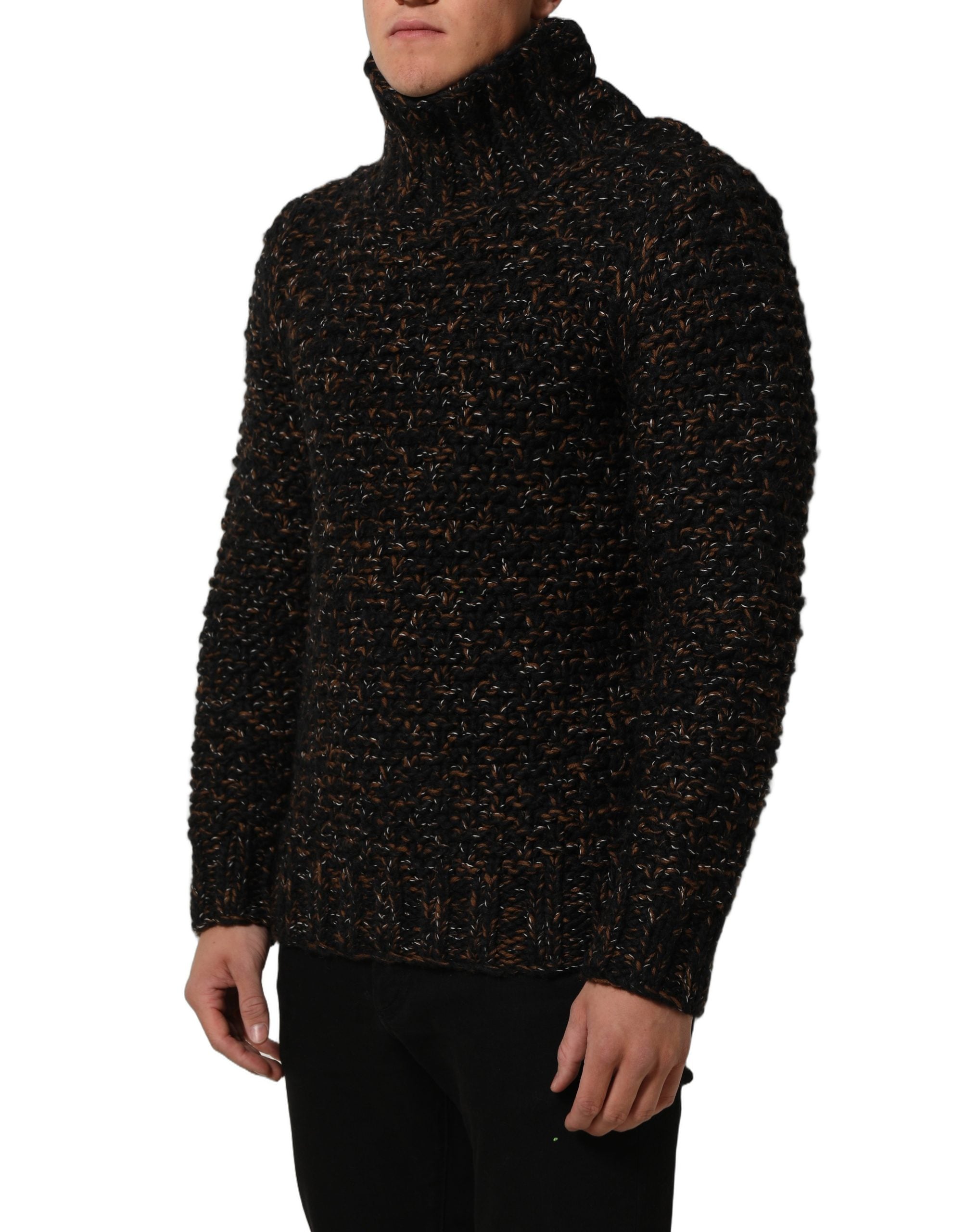 Dolce & Gabbana Brown Wool Knit Turtleneck Pullover Sweater