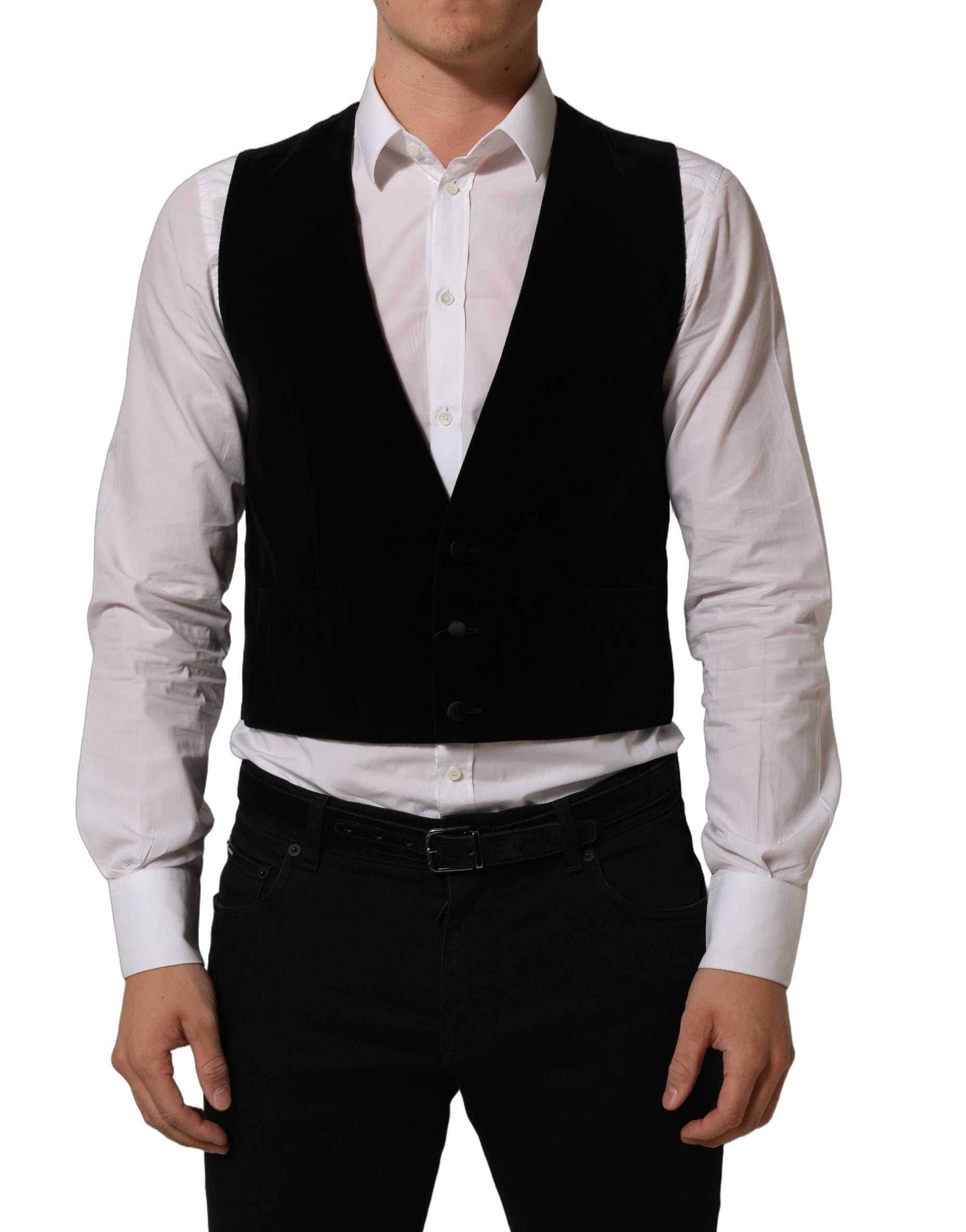 Dolce & Gabbana Black Wool Blend Waistcoat Formal Dress Vest