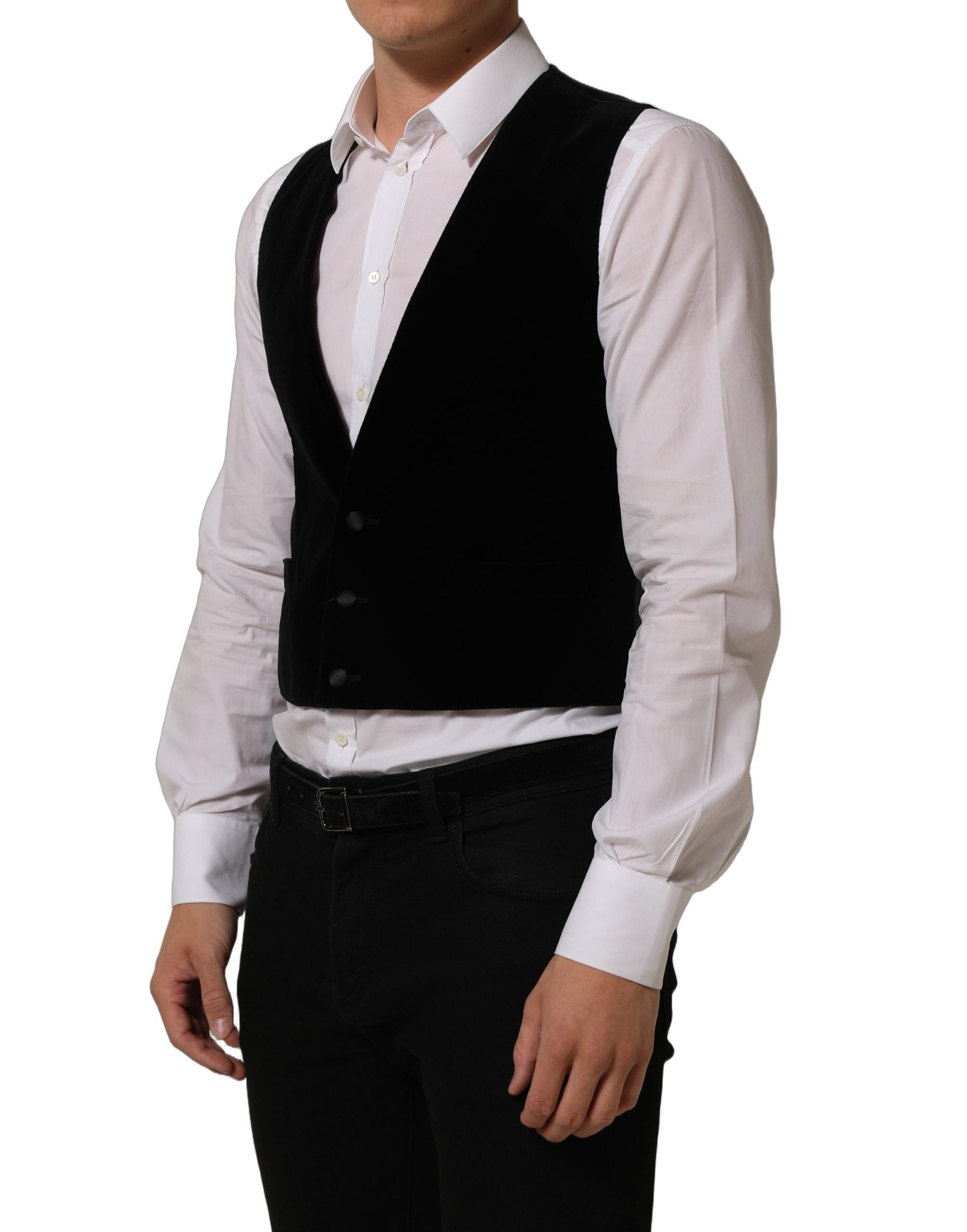 Dolce & Gabbana Black Wool Blend Waistcoat Formal Dress Vest