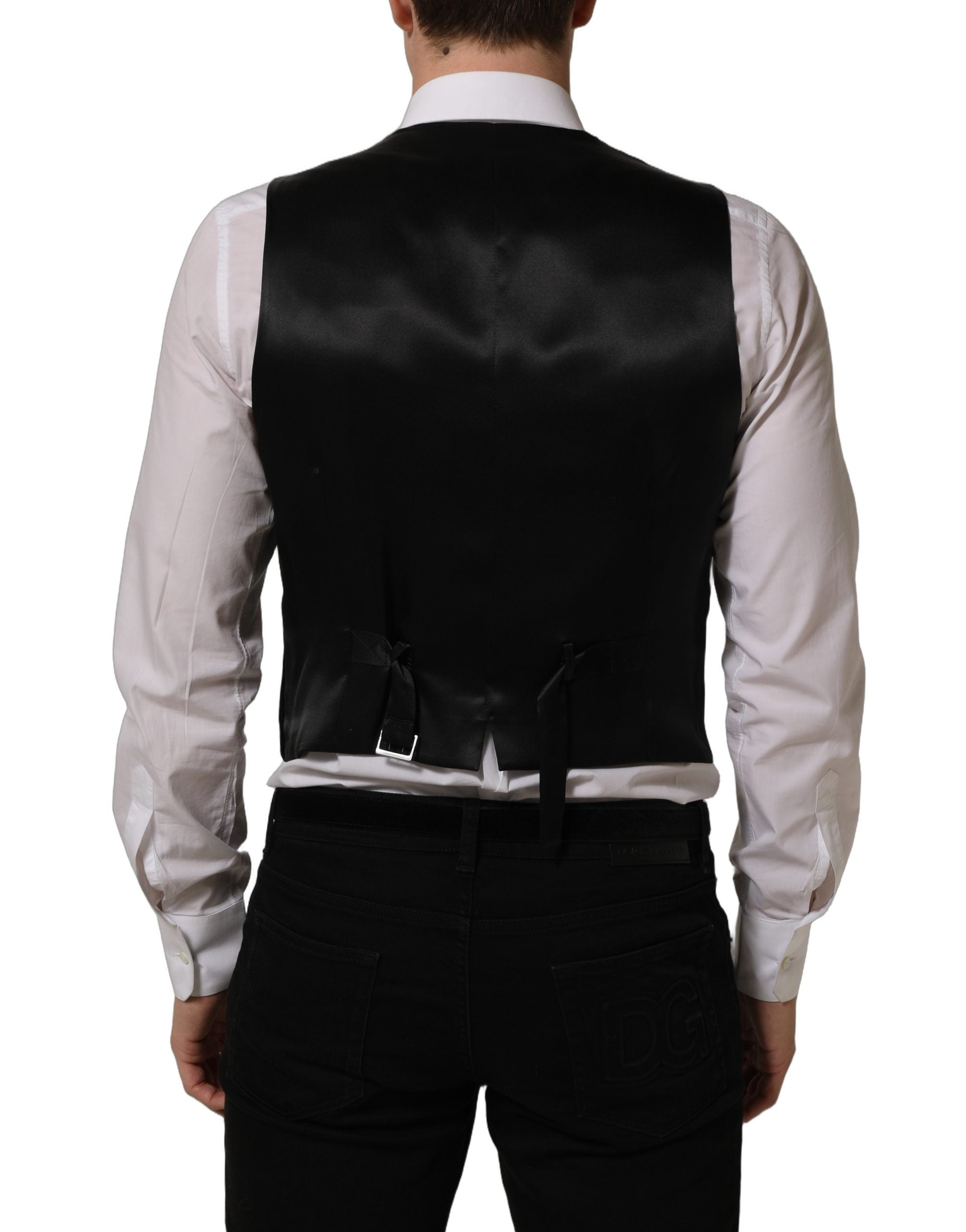 Dolce & Gabbana Black Wool Blend Waistcoat Formal Dress Vest