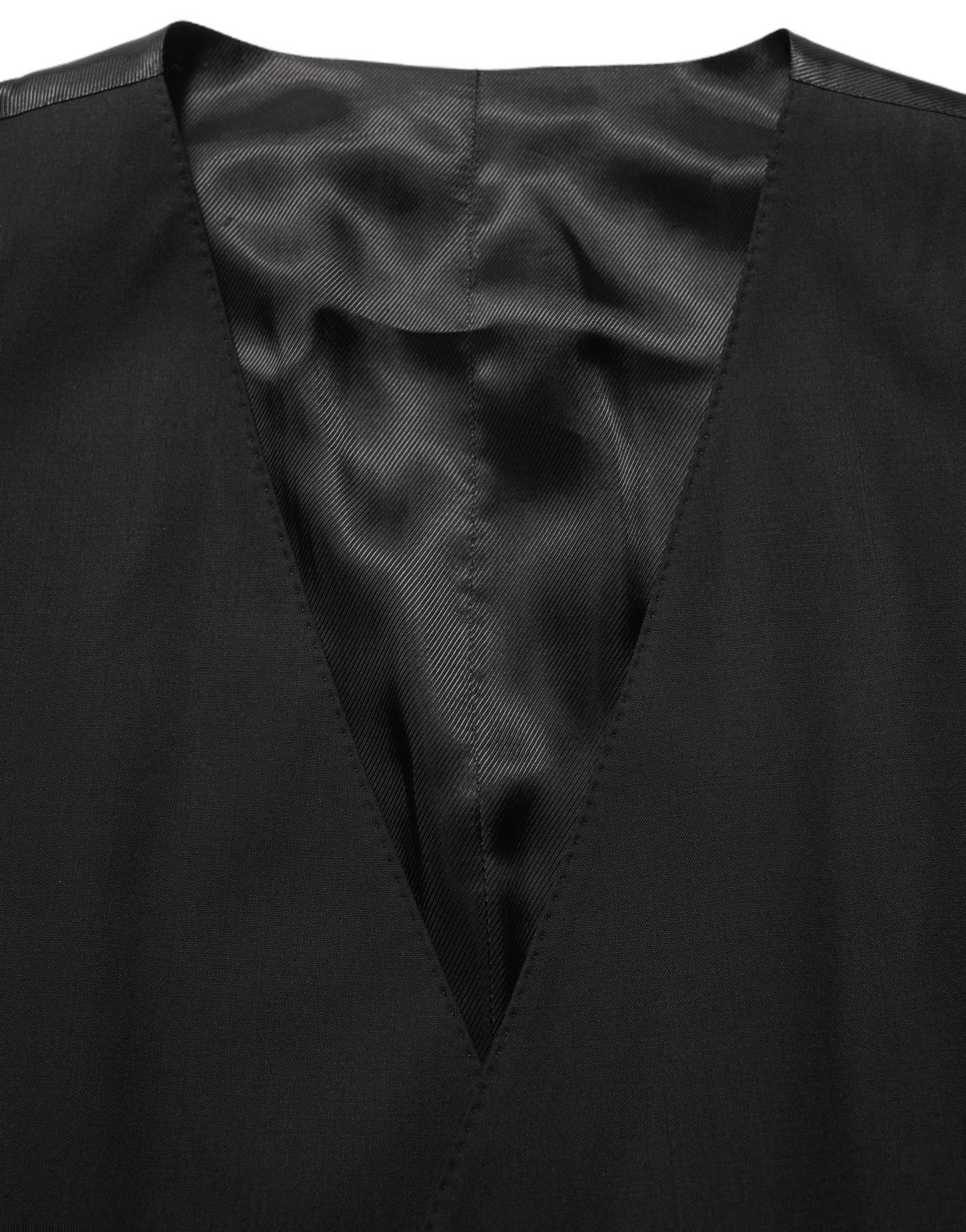 Dolce & Gabbana Black Wool Stretch Waistcoat Formal Vest