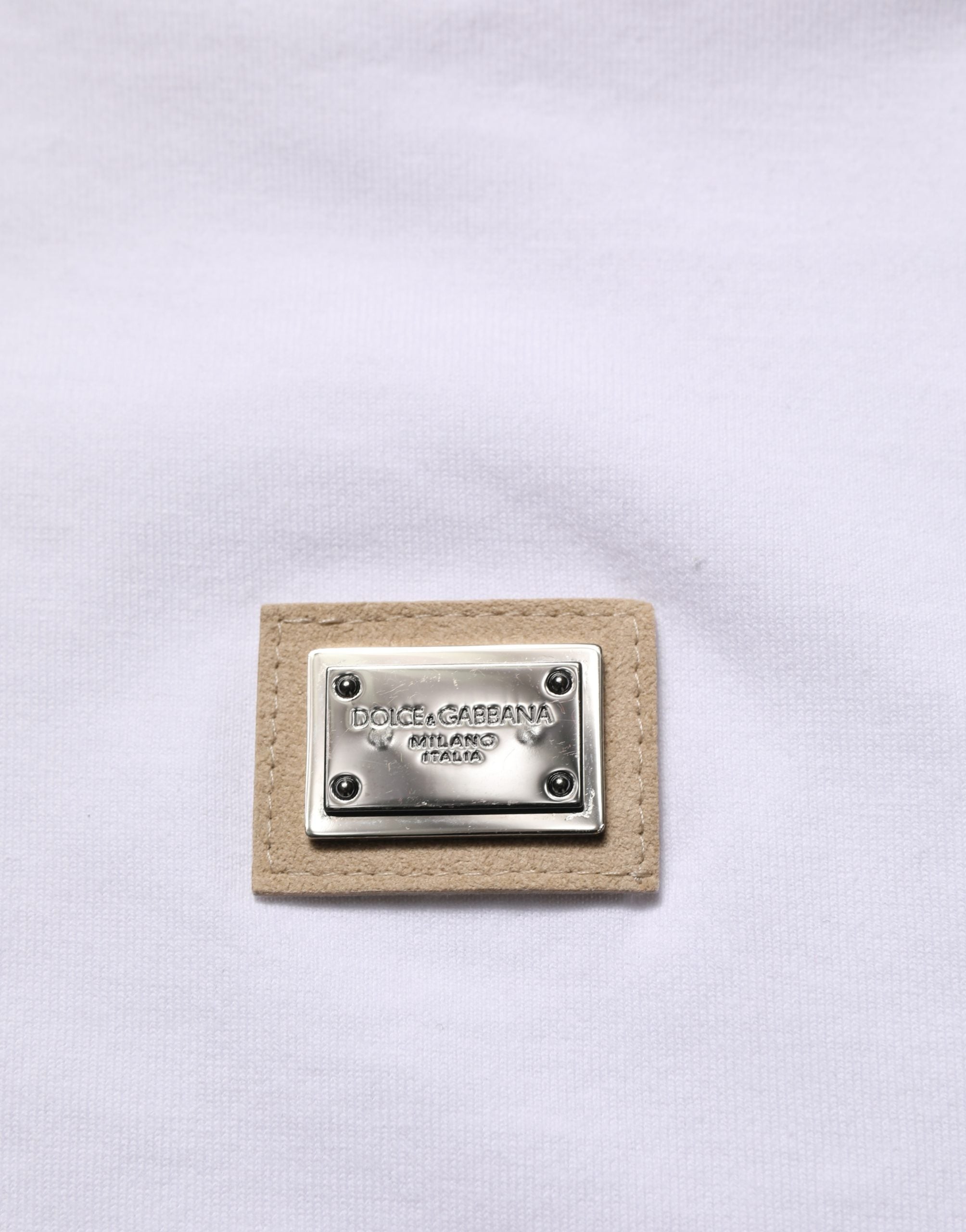 Dolce & Gabbana White Cotton Logo Plaque Crew Neck T-shirt