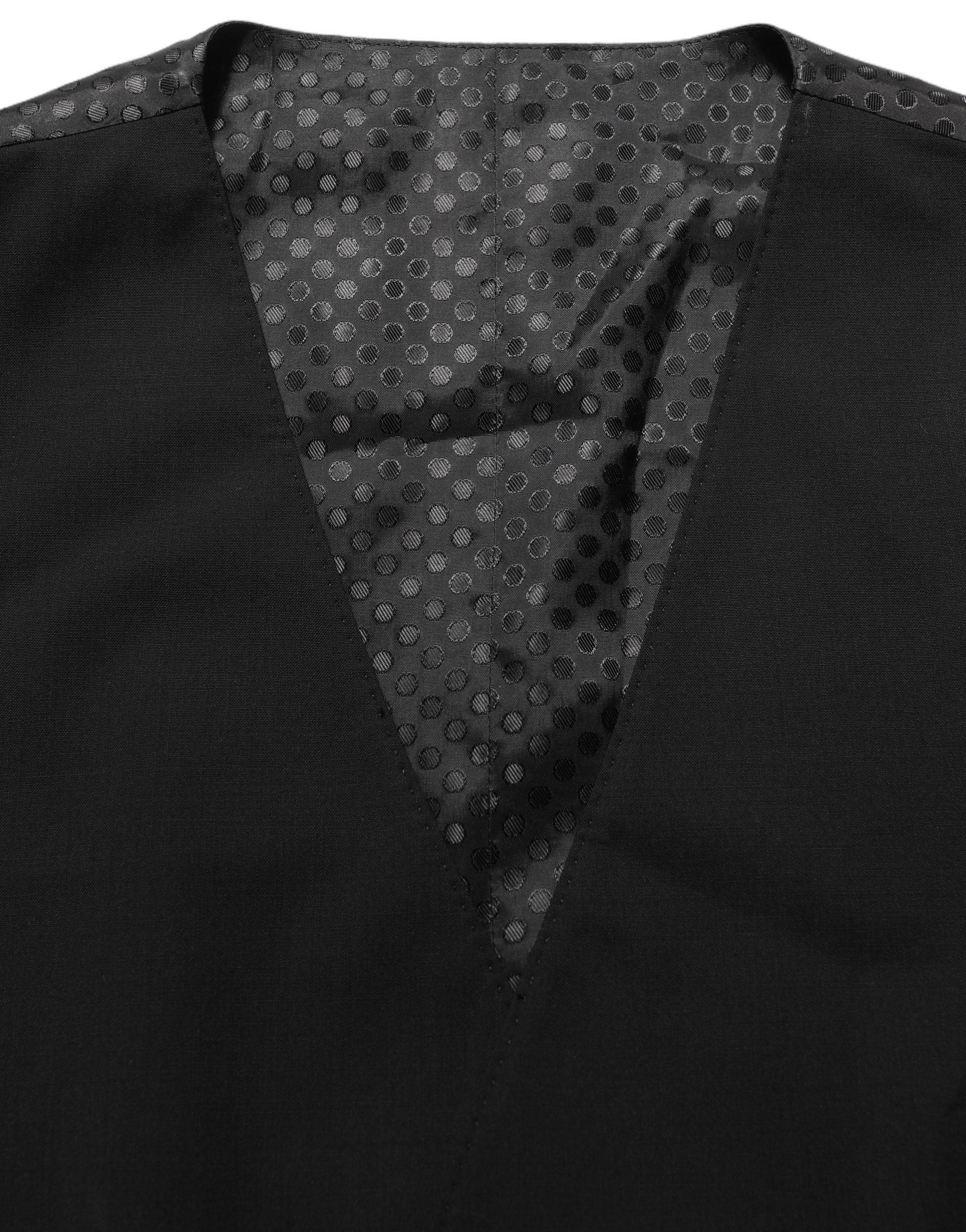 Dolce & Gabbana Black Wool Stretch Waistcoat Formal Dress Vest