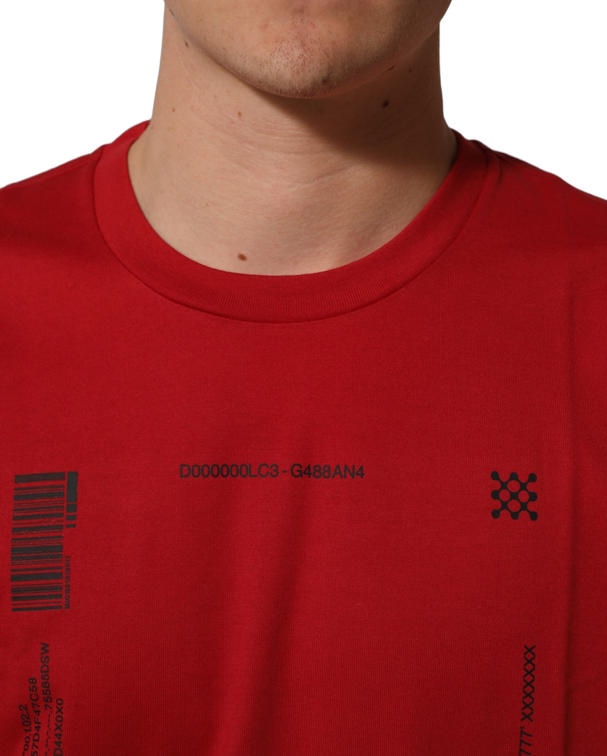 Dolce & Gabbana Red Cotton Graphic Print Crew Neck T-shirt