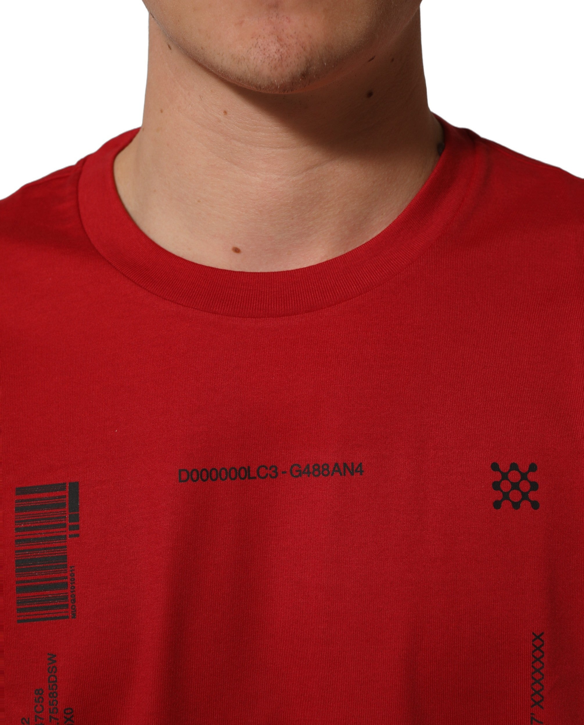 Dolce & Gabbana Red Cotton Graphic Print Crew Neck T-shirt