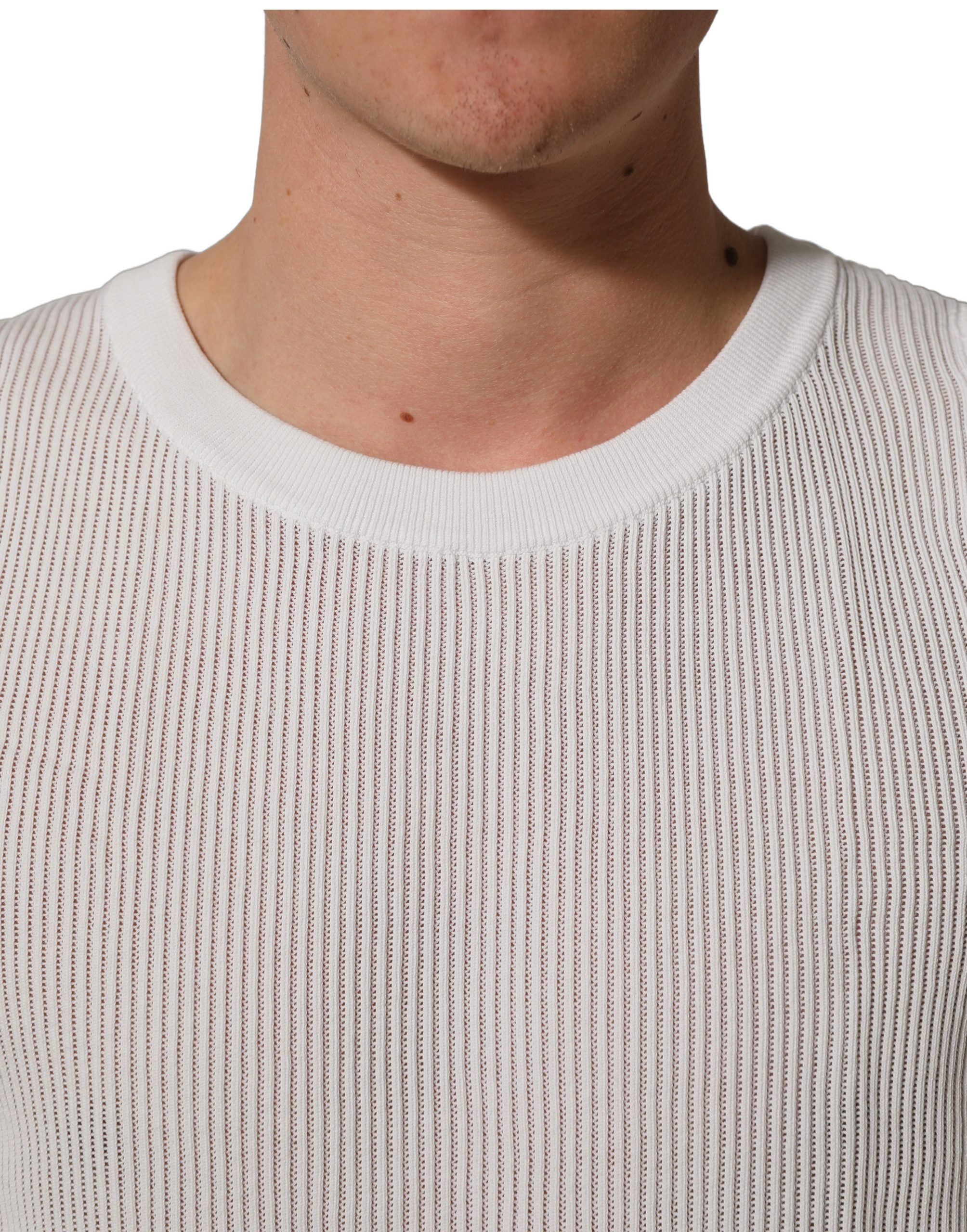 Dolce & Gabbana White Silk Crew Neck Sleeveless tank T-shirt