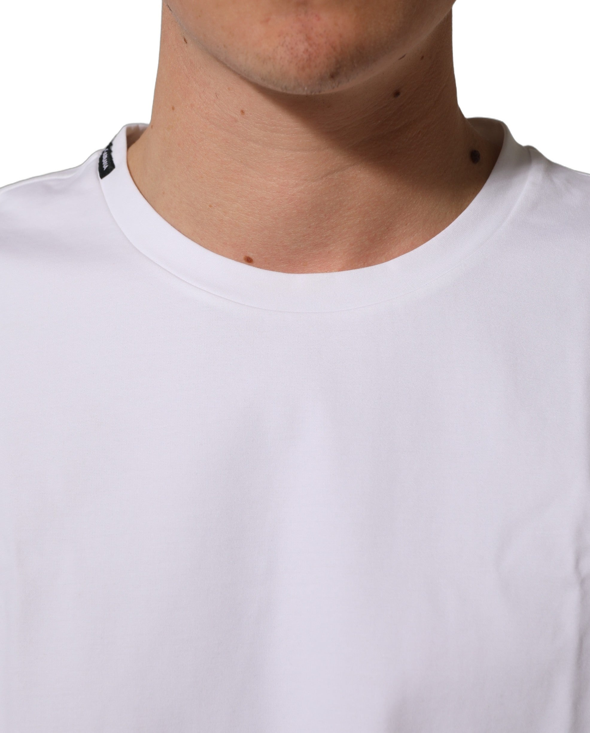 Dolce & Gabbana White Cotton Short Sleeves Crew Neck T-shirt