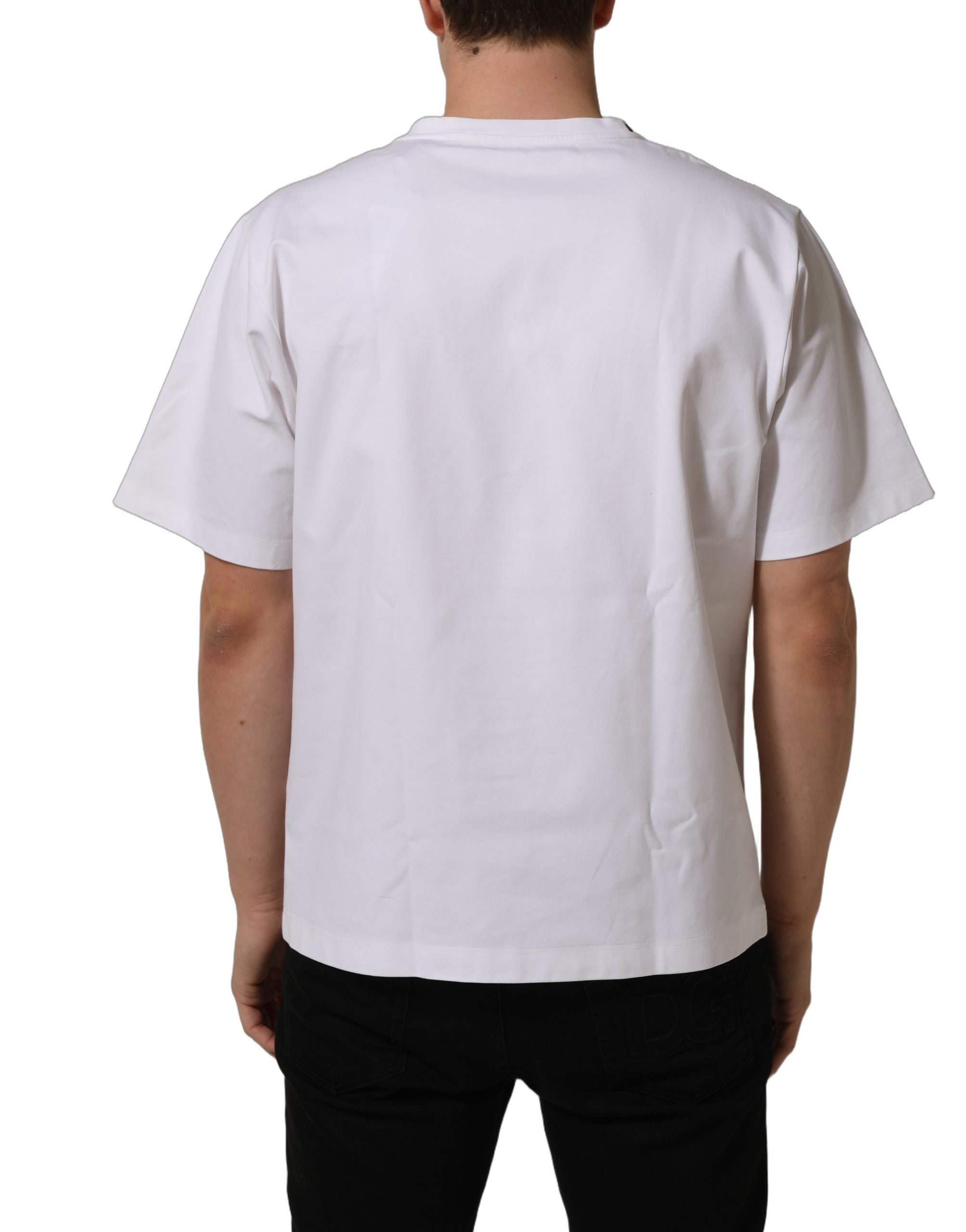 Dolce & Gabbana White Cotton Short Sleeves Crew Neck T-shirt