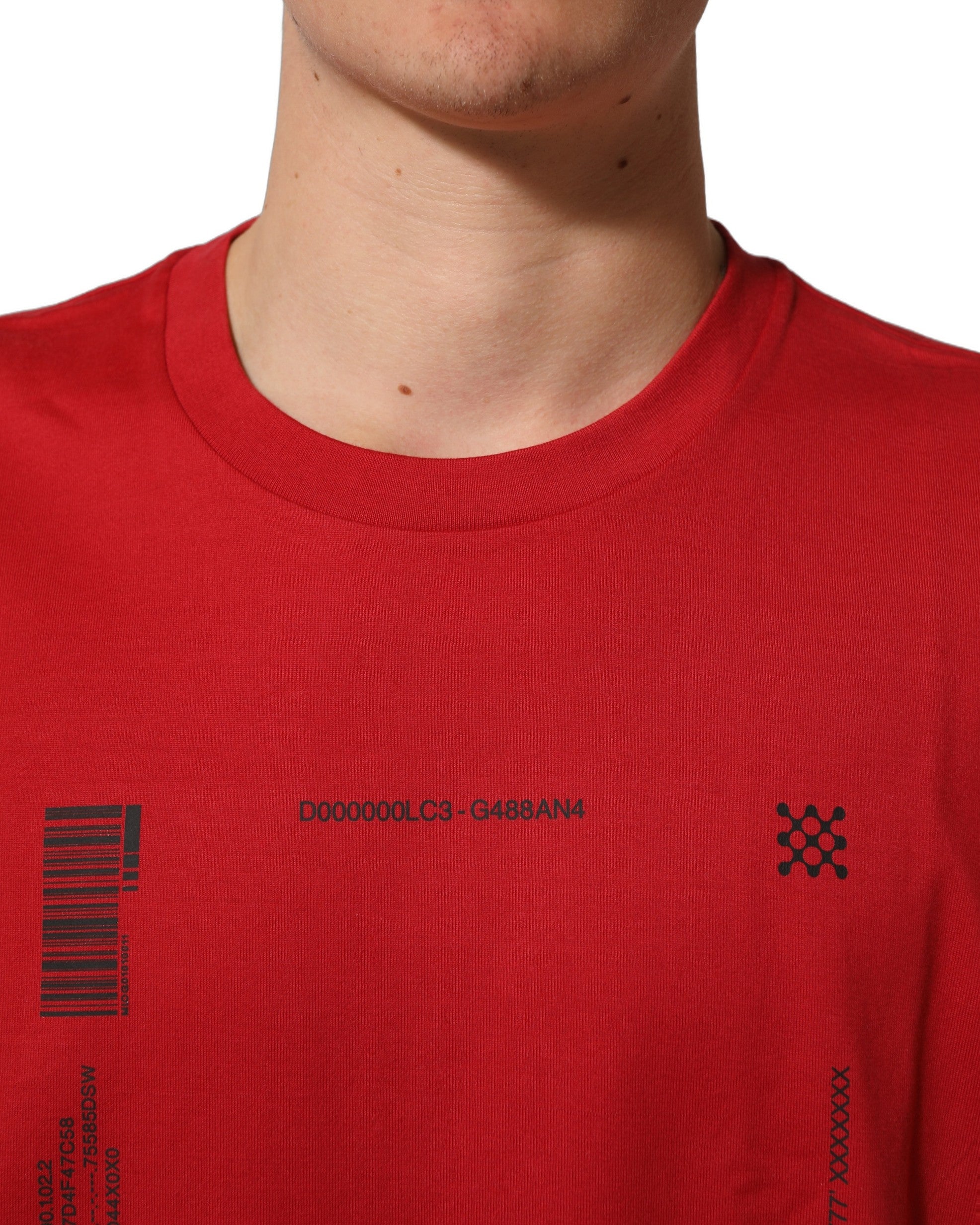 Dolce & Gabbana Red Cotton Graphic Print Crew Neck T-shirt