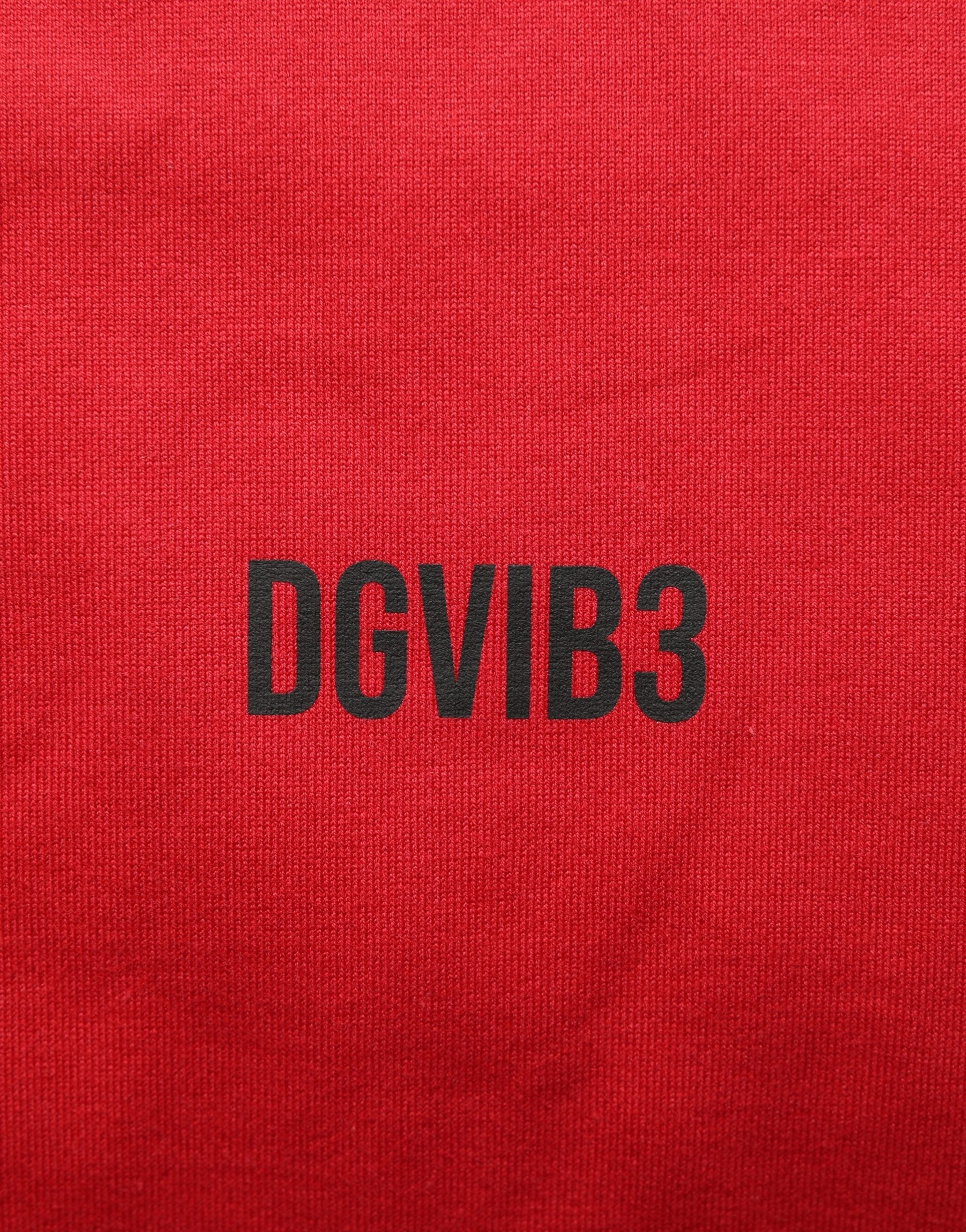 Dolce & Gabbana Red Cotton Graphic Print Crew Neck T-shirt