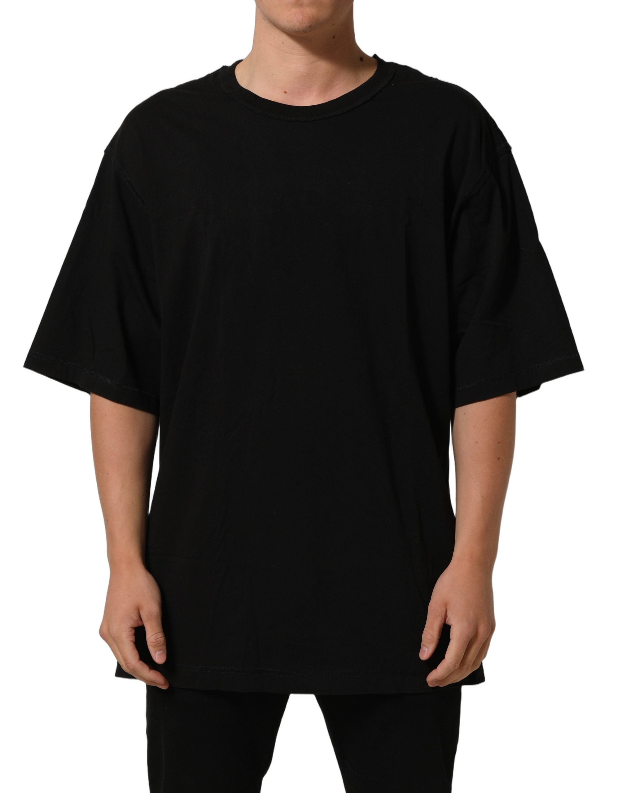 Dolce & Gabbana Black Cotton Short Sleeves CrewNeck T-shirt