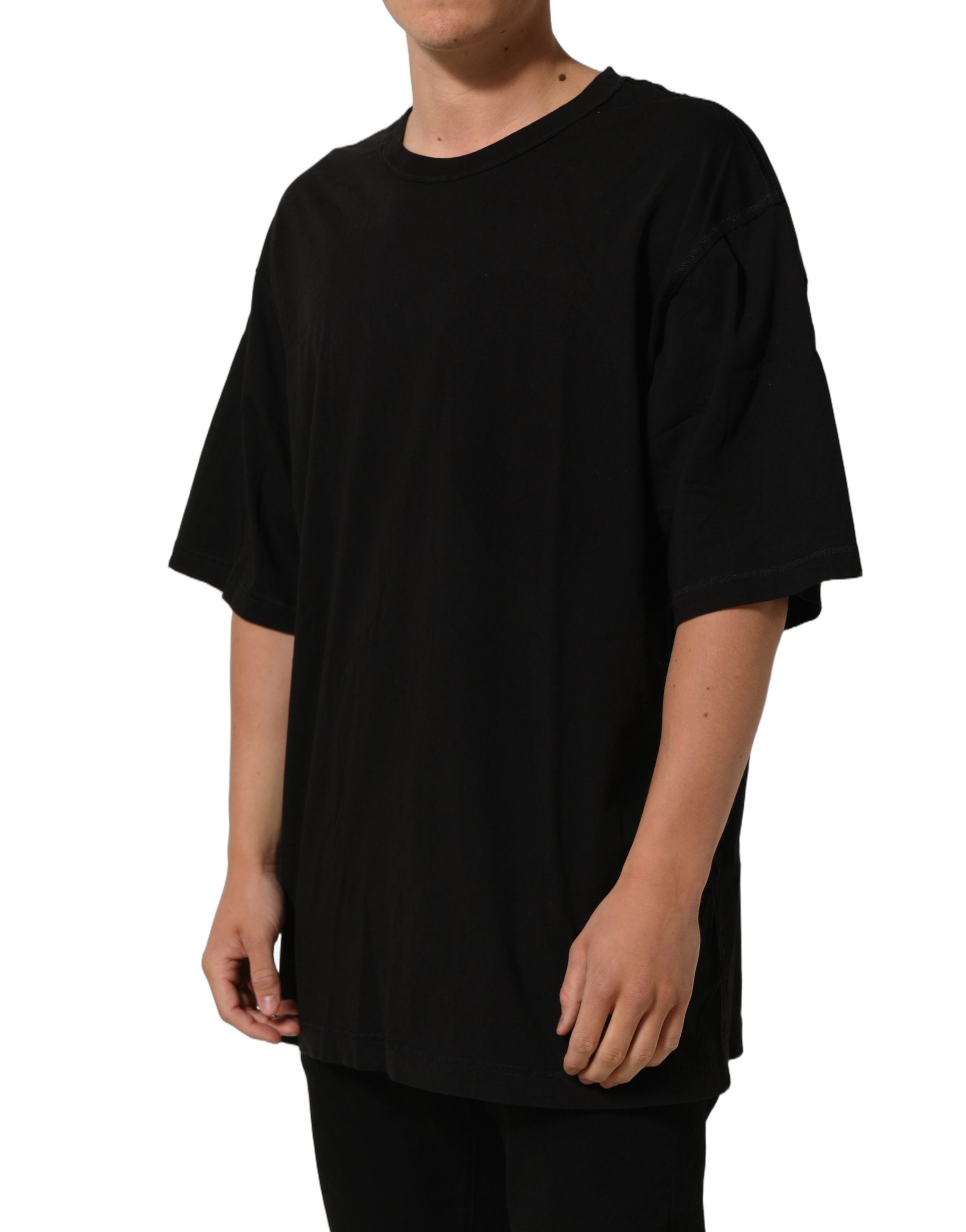 Dolce & Gabbana Black Cotton Short Sleeves CrewNeck T-shirt