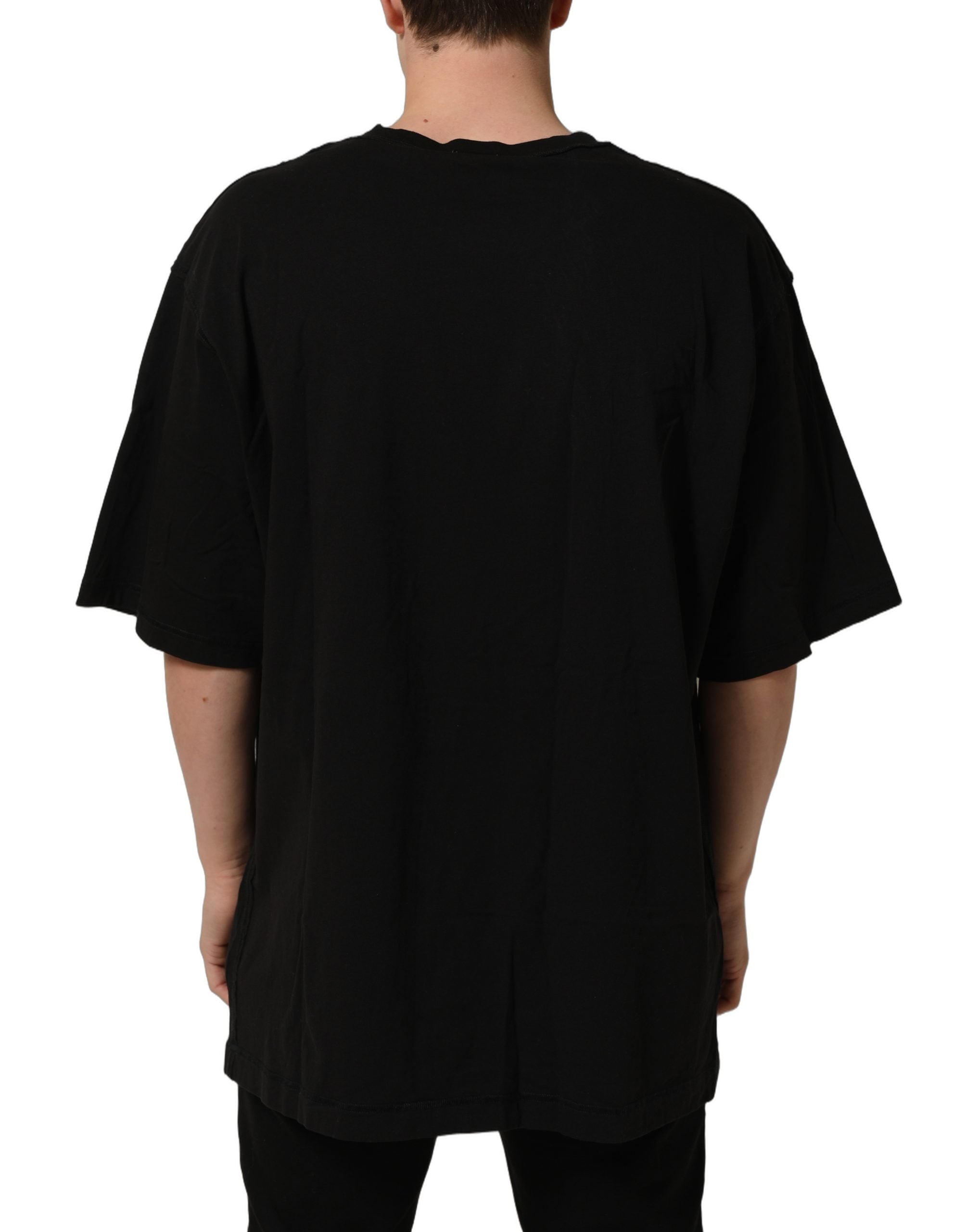 Dolce & Gabbana Black Cotton Short Sleeves CrewNeck T-shirt