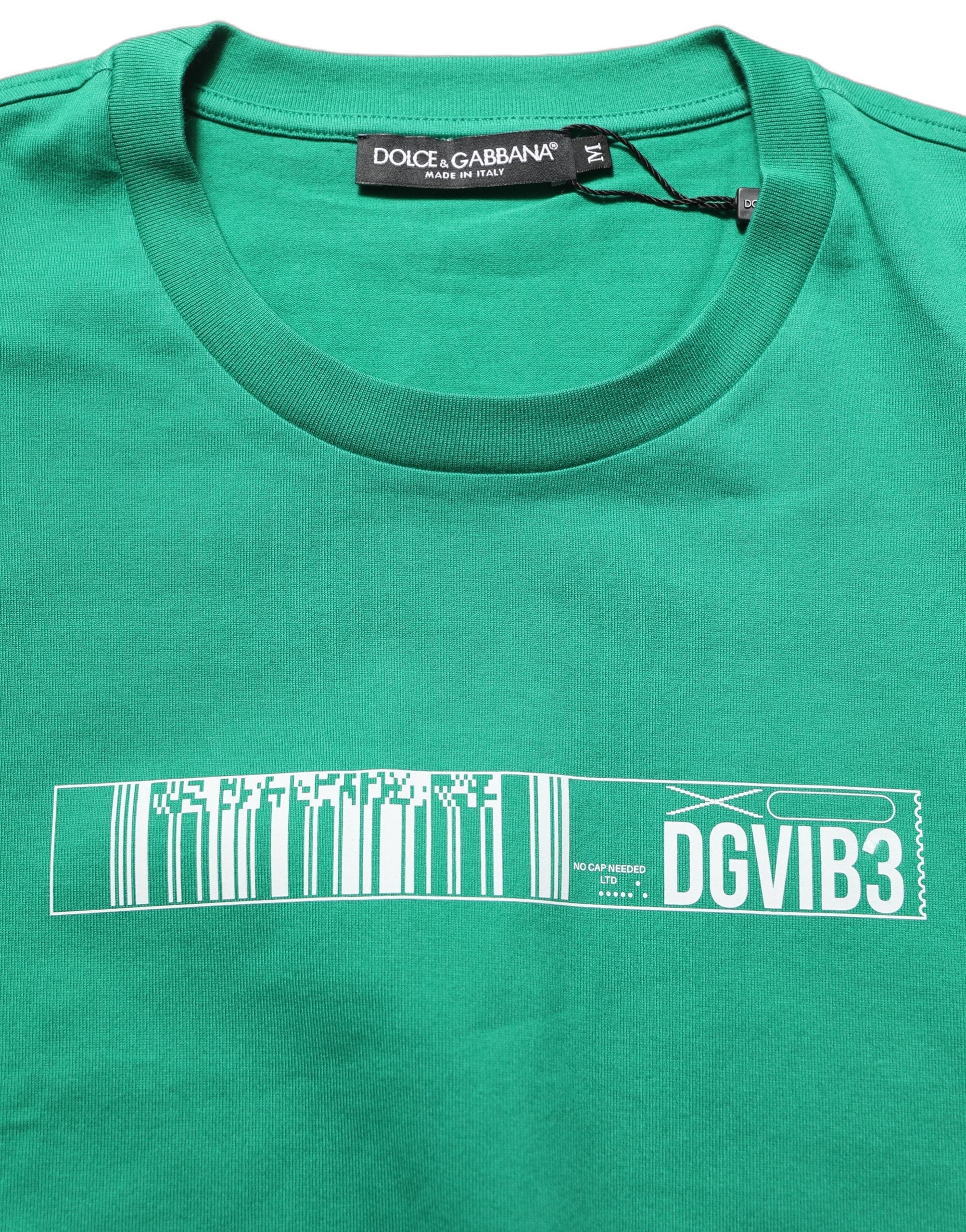 Dolce & Gabbana Green Cotton DGVIB3 Print Crew Neck T-shirt