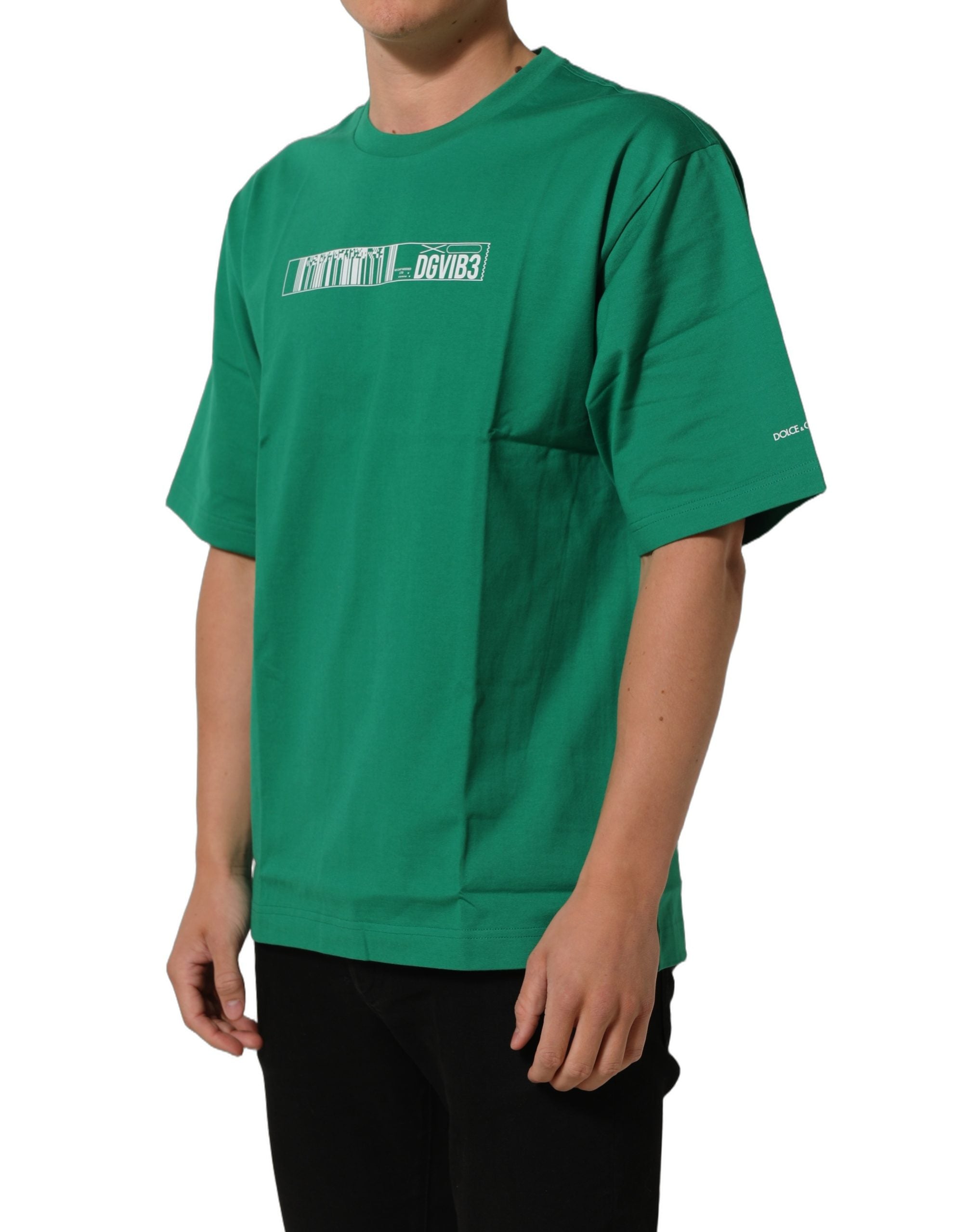 Dolce & Gabbana Green Cotton DGVIB3 Print Crew Neck T-shirt