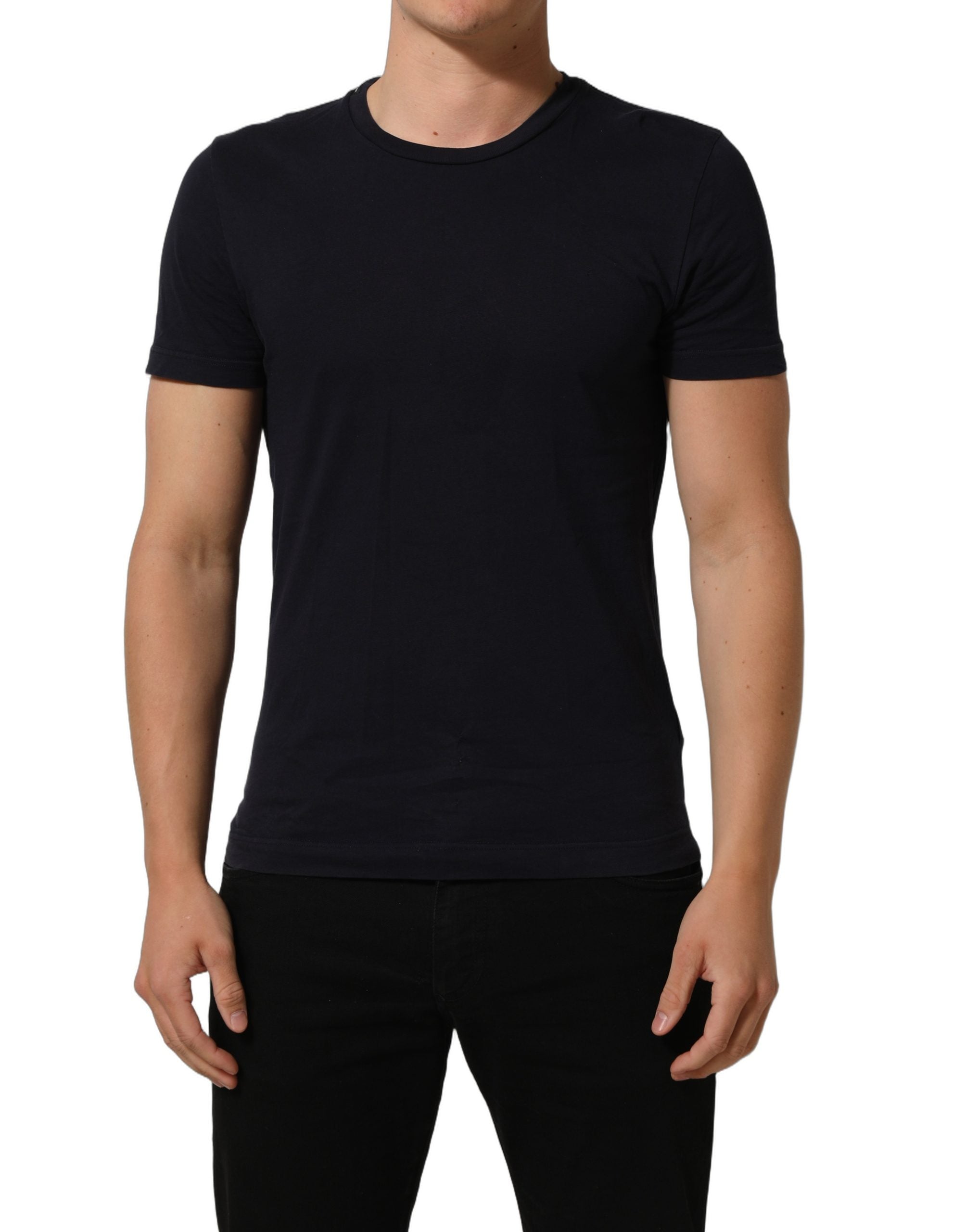 Dolce & Gabbana Black Cotton Short Sleeves Crew Neck T-shirt