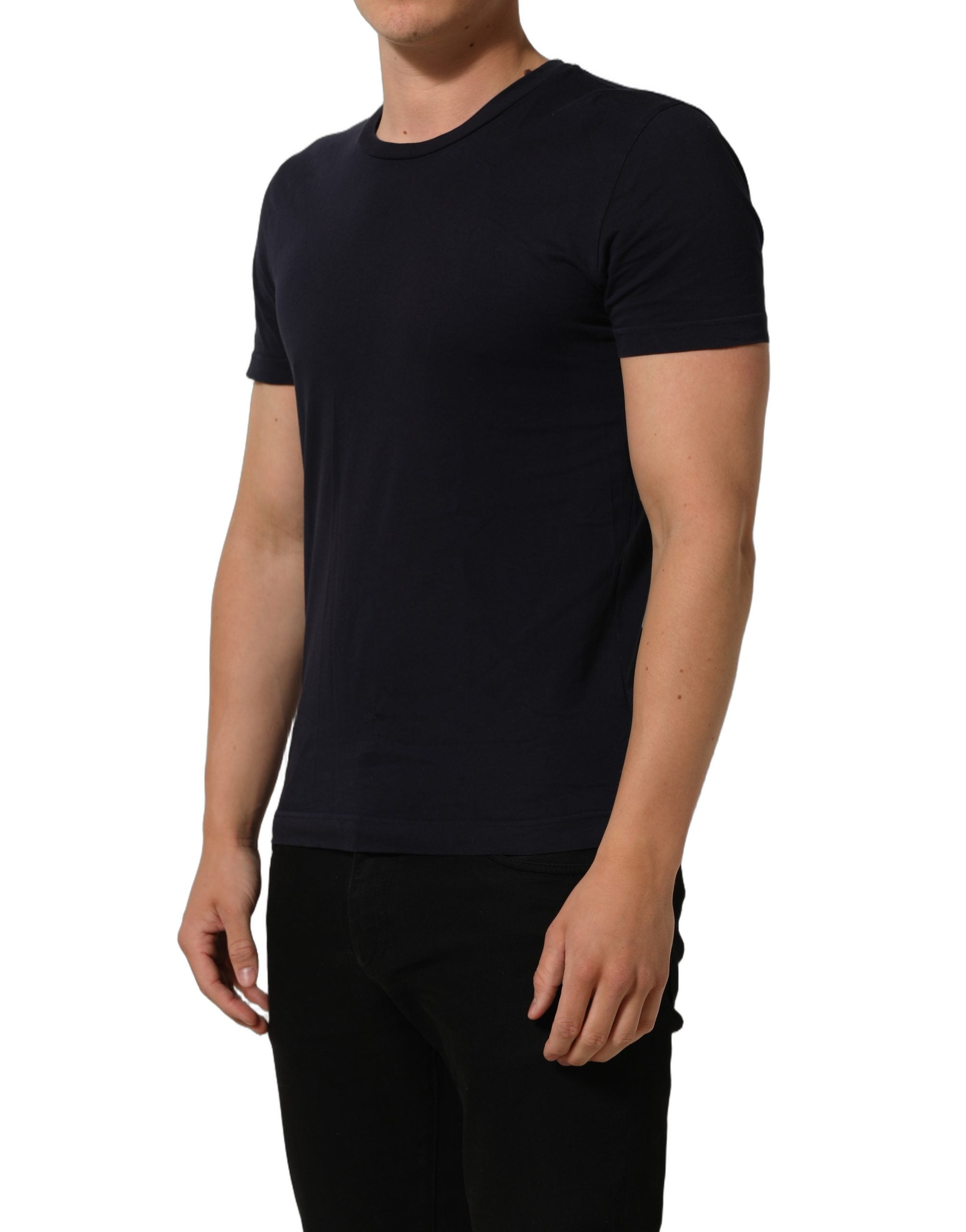 Dolce & Gabbana Black Cotton Short Sleeves Crew Neck T-shirt