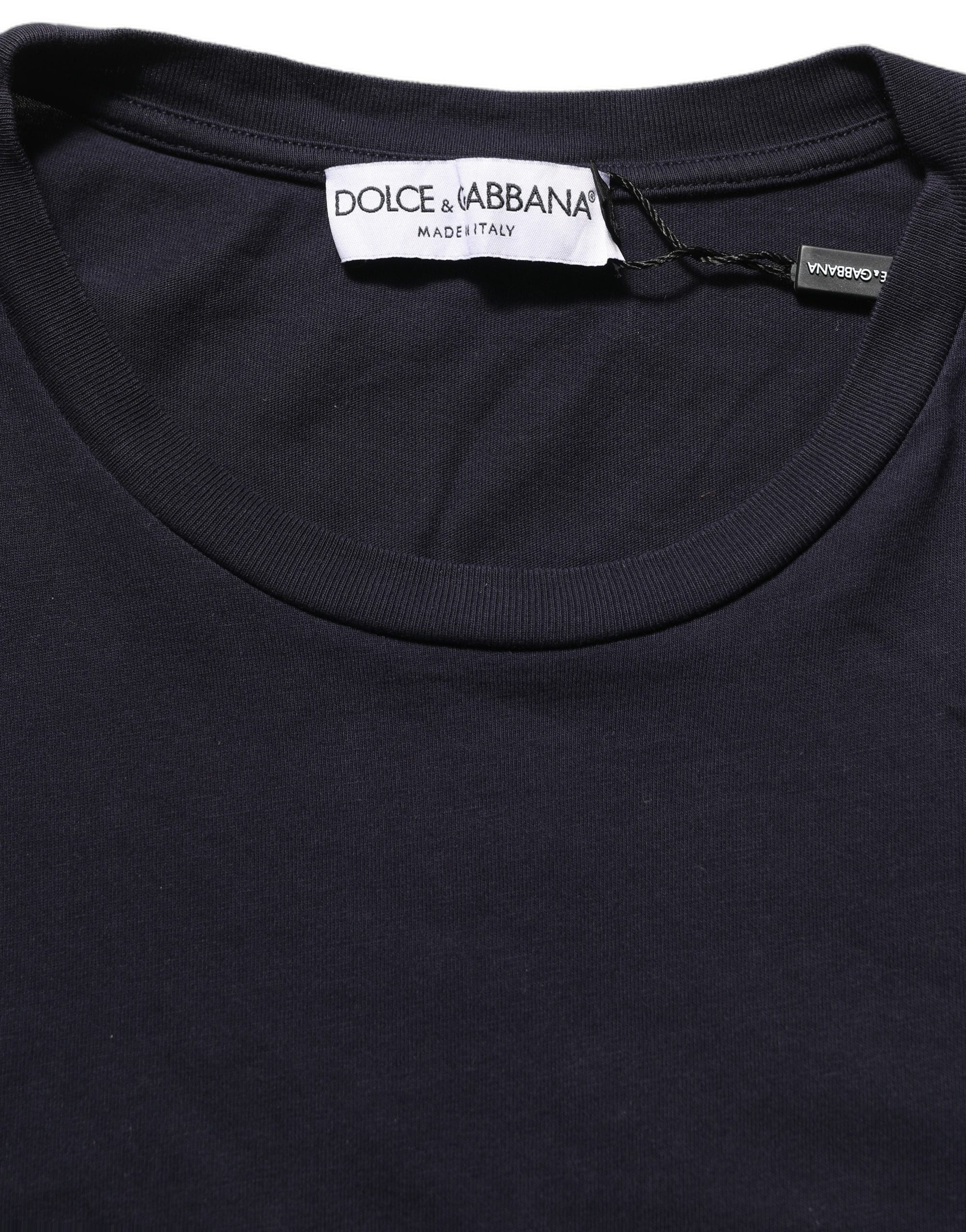 Dolce & Gabbana Black Cotton Short Sleeves Crew Neck T-shirt