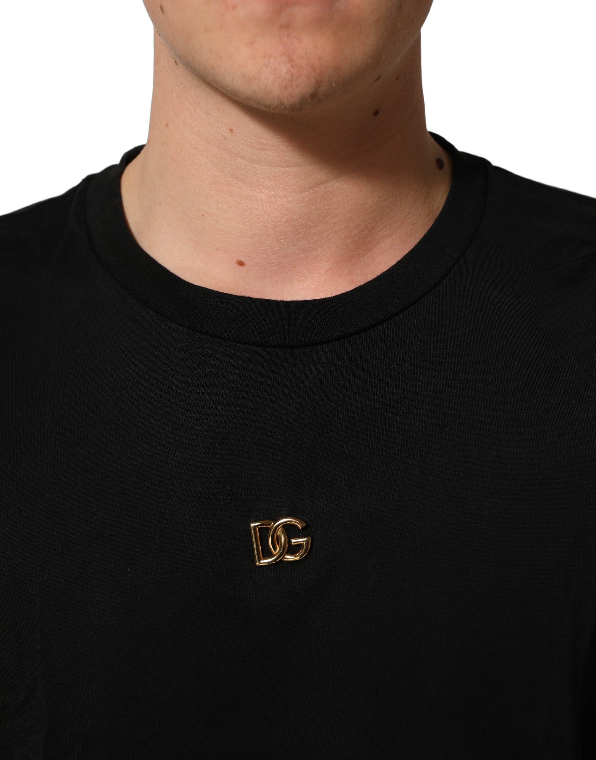 Dolce & Gabbana Black Metal DG Logo Short Sleeves T-shirt