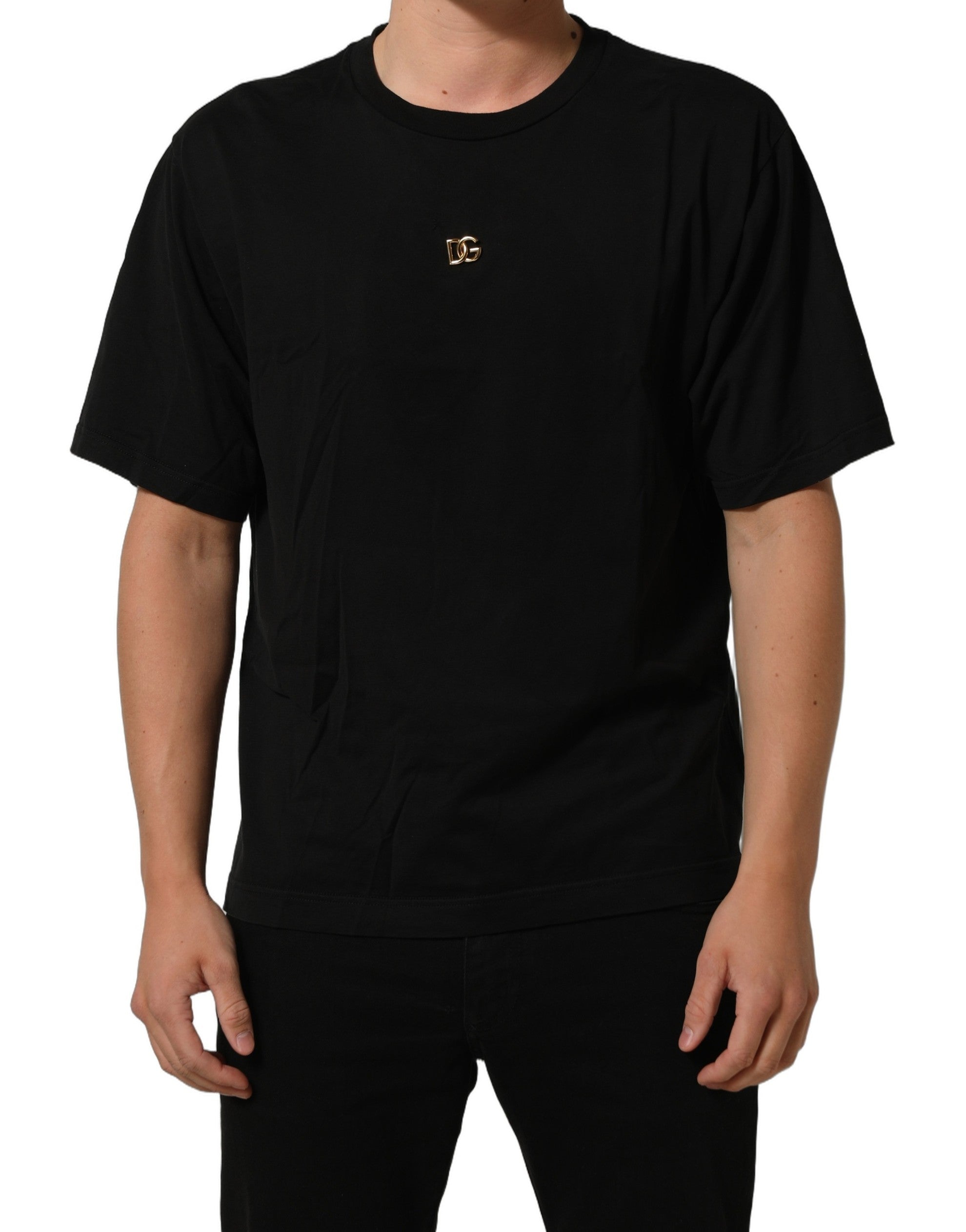 Dolce & Gabbana Black Metal DG Logo Short Sleeves T-shirt