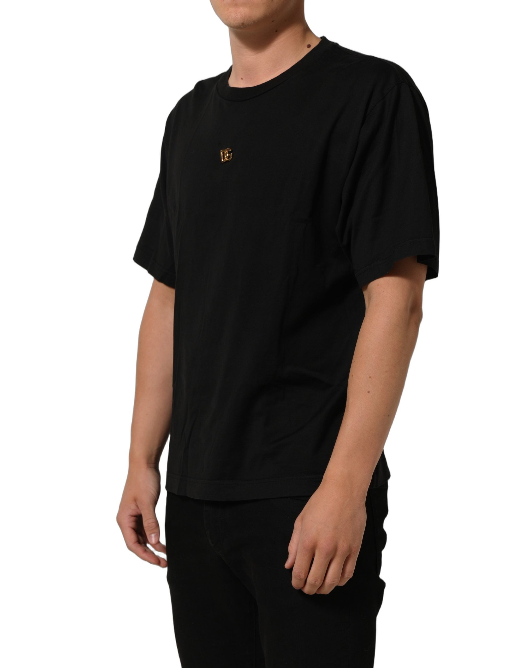 Dolce & Gabbana Black Metal DG Logo Short Sleeves T-shirt
