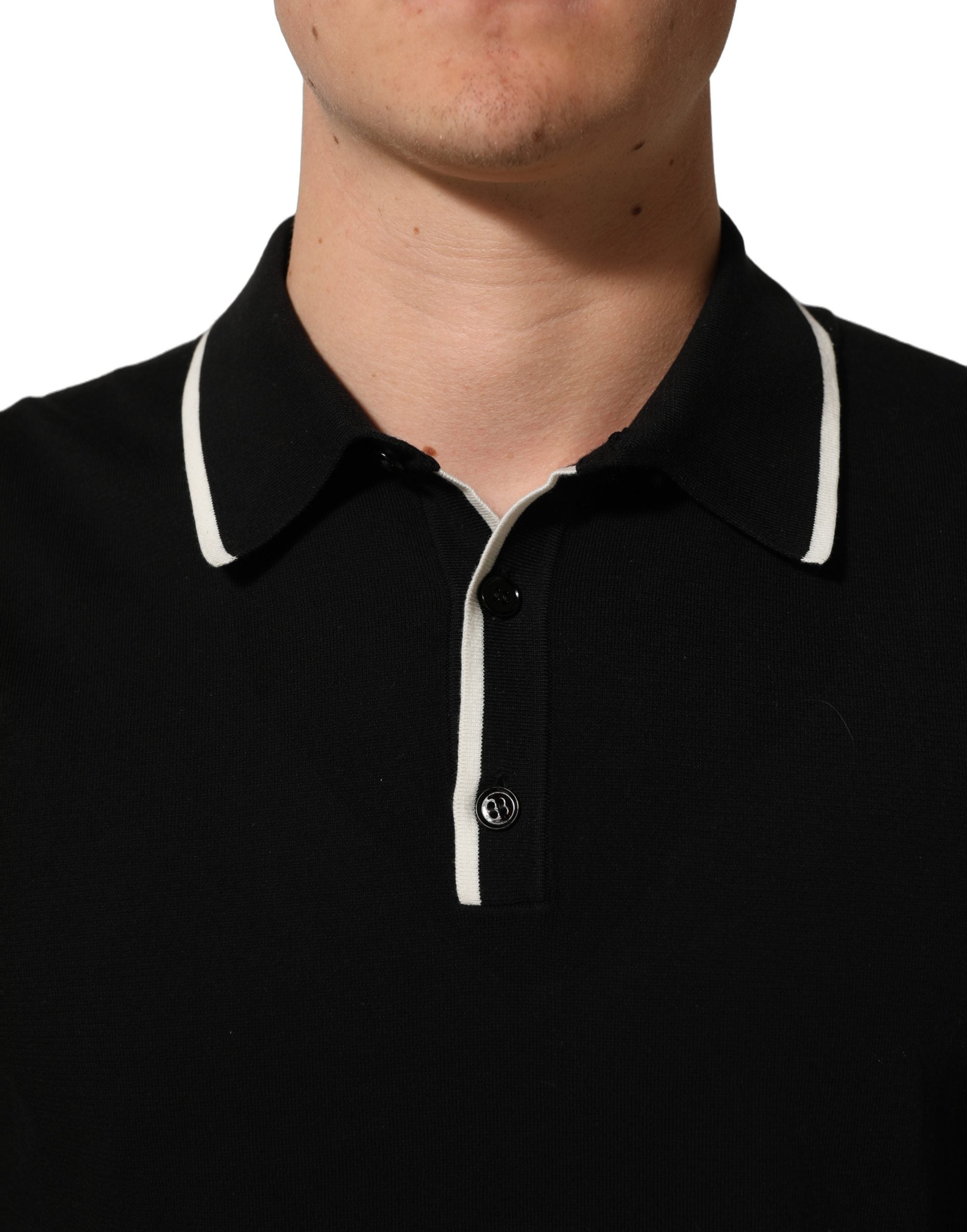 Dolce & Gabbana Black Cotton Collared Short Sleeves Polo T-shirt