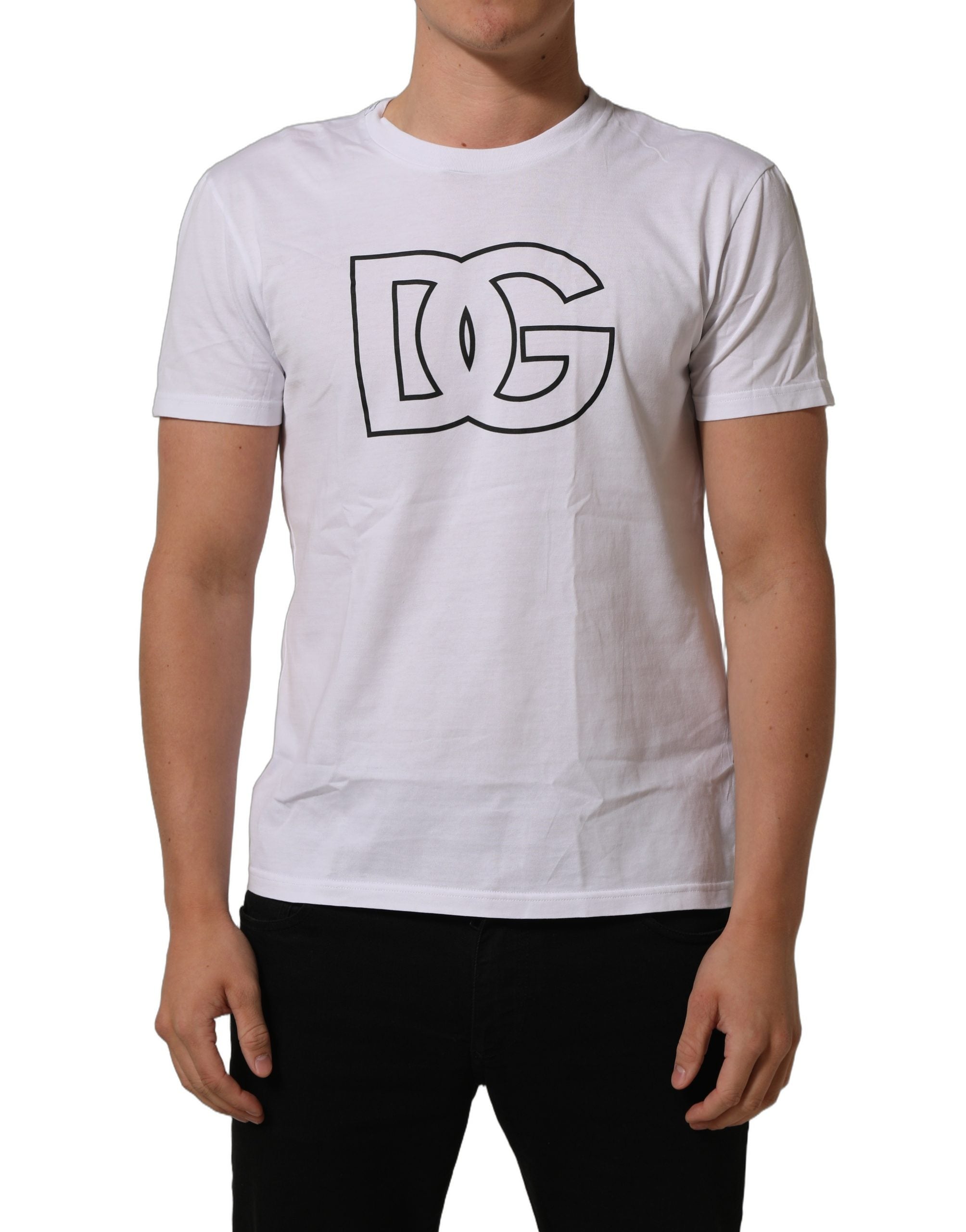 Dolce & Gabbana White DG Logo Print Short Sleeves Men T-shirt