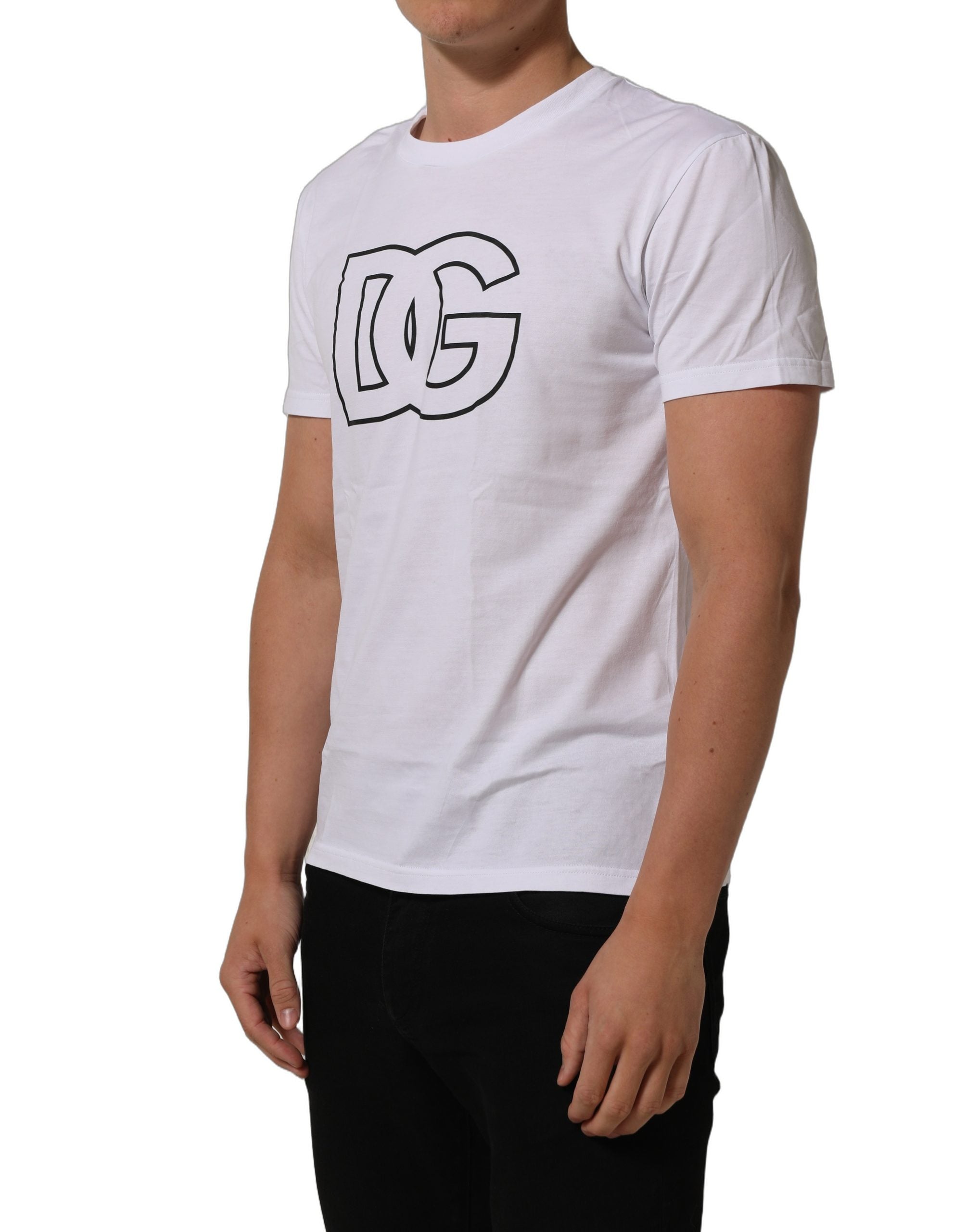 Dolce & Gabbana White DG Logo Print Short Sleeves Men T-shirt