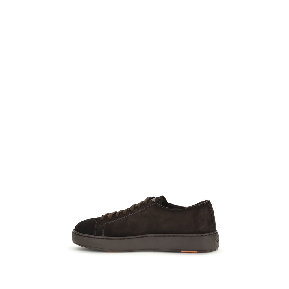 Santoni Brown Calf Leather Bos Taurus Low Top Sneakers